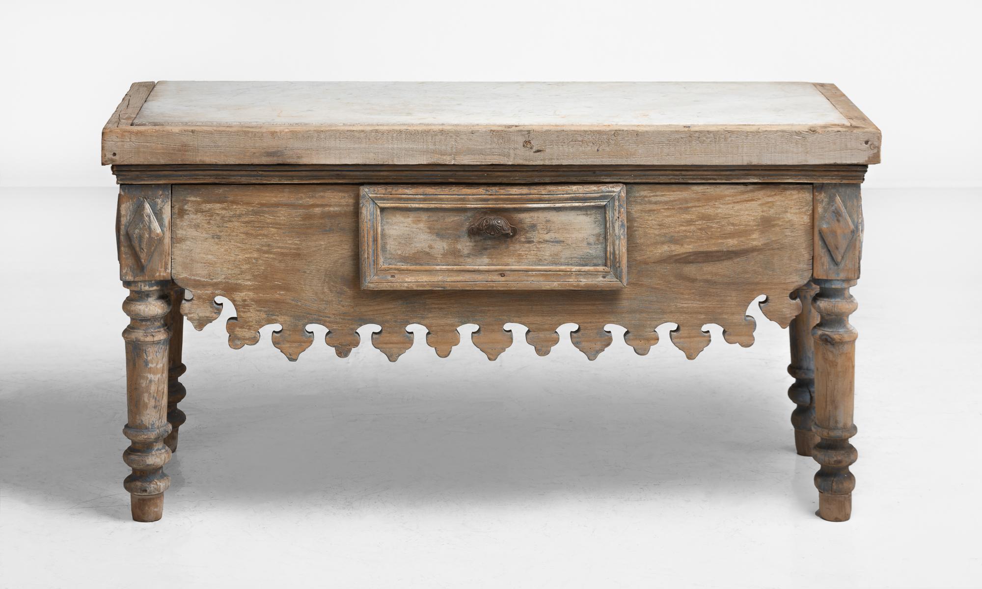 French Marble Slab Butchers Table, France, circa 1900