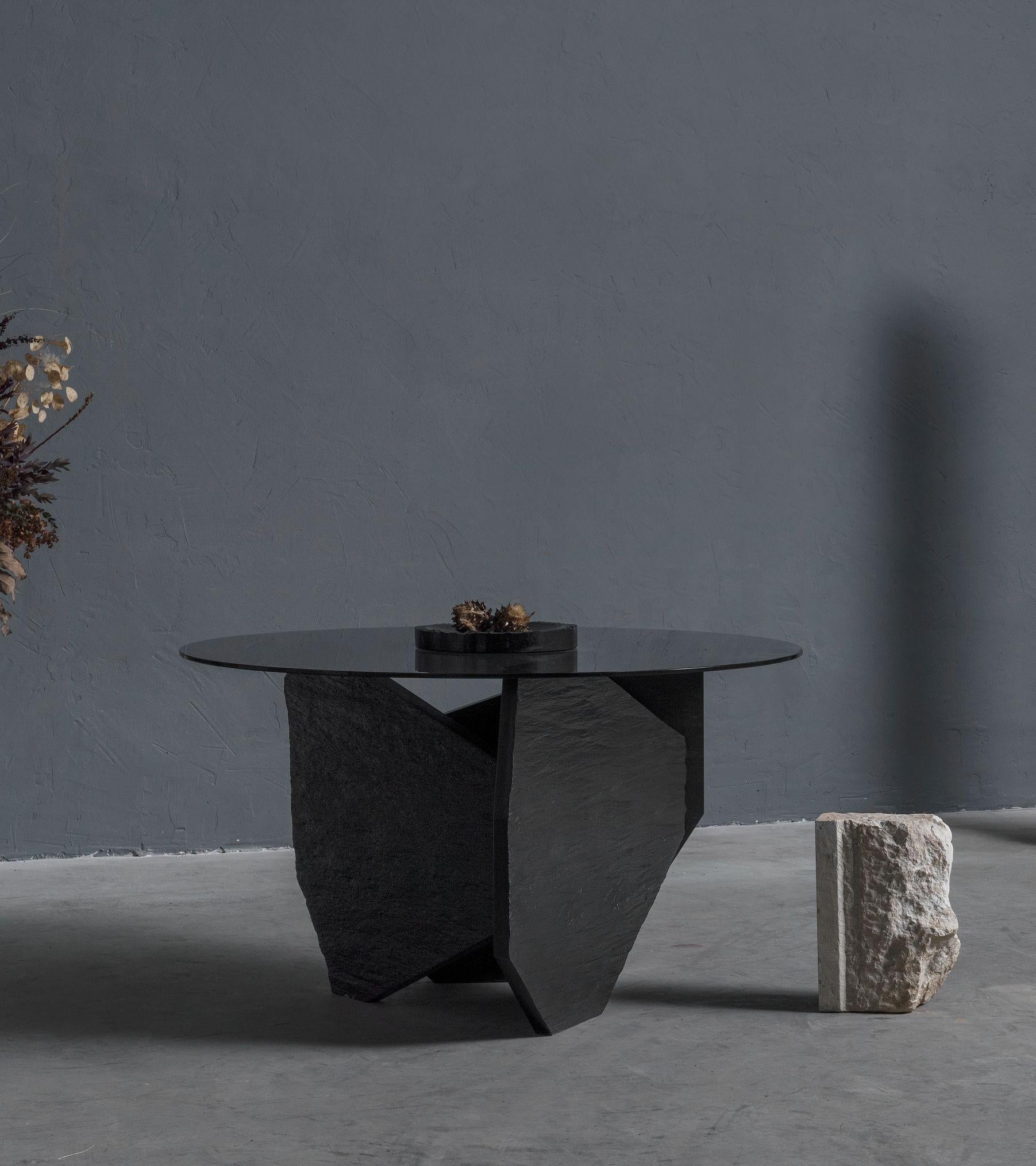 Modern Marble Slate Dining Table Signed by Frederic Saulou