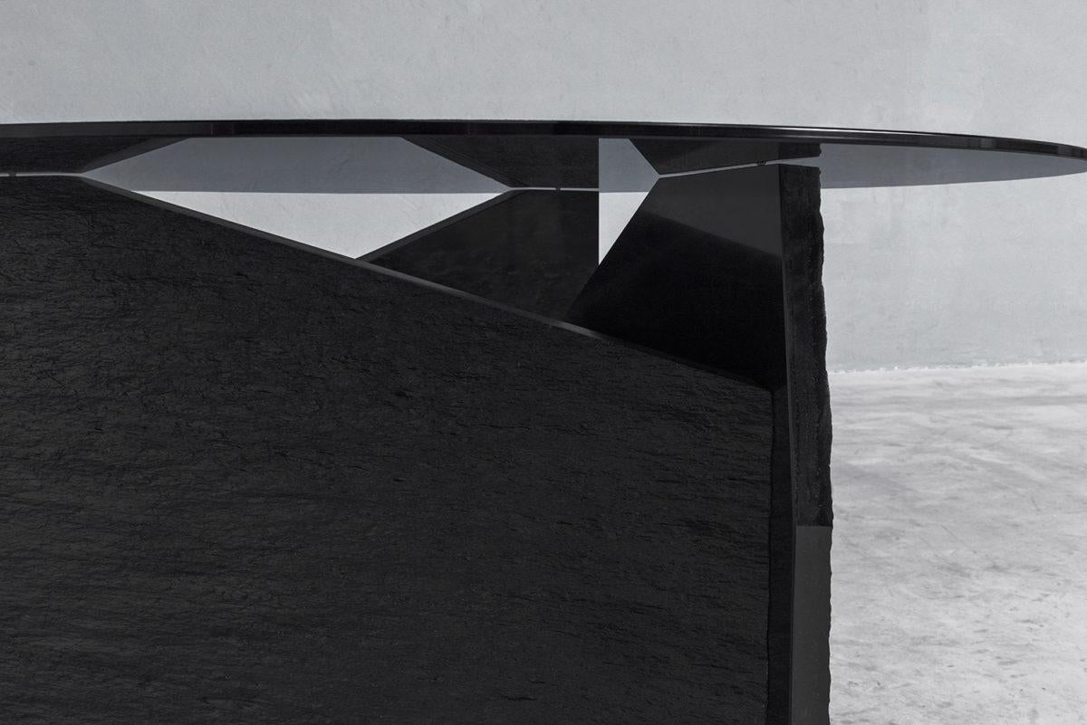 Contemporary Marble Slate Dining Table Signed by Frederic Saulou