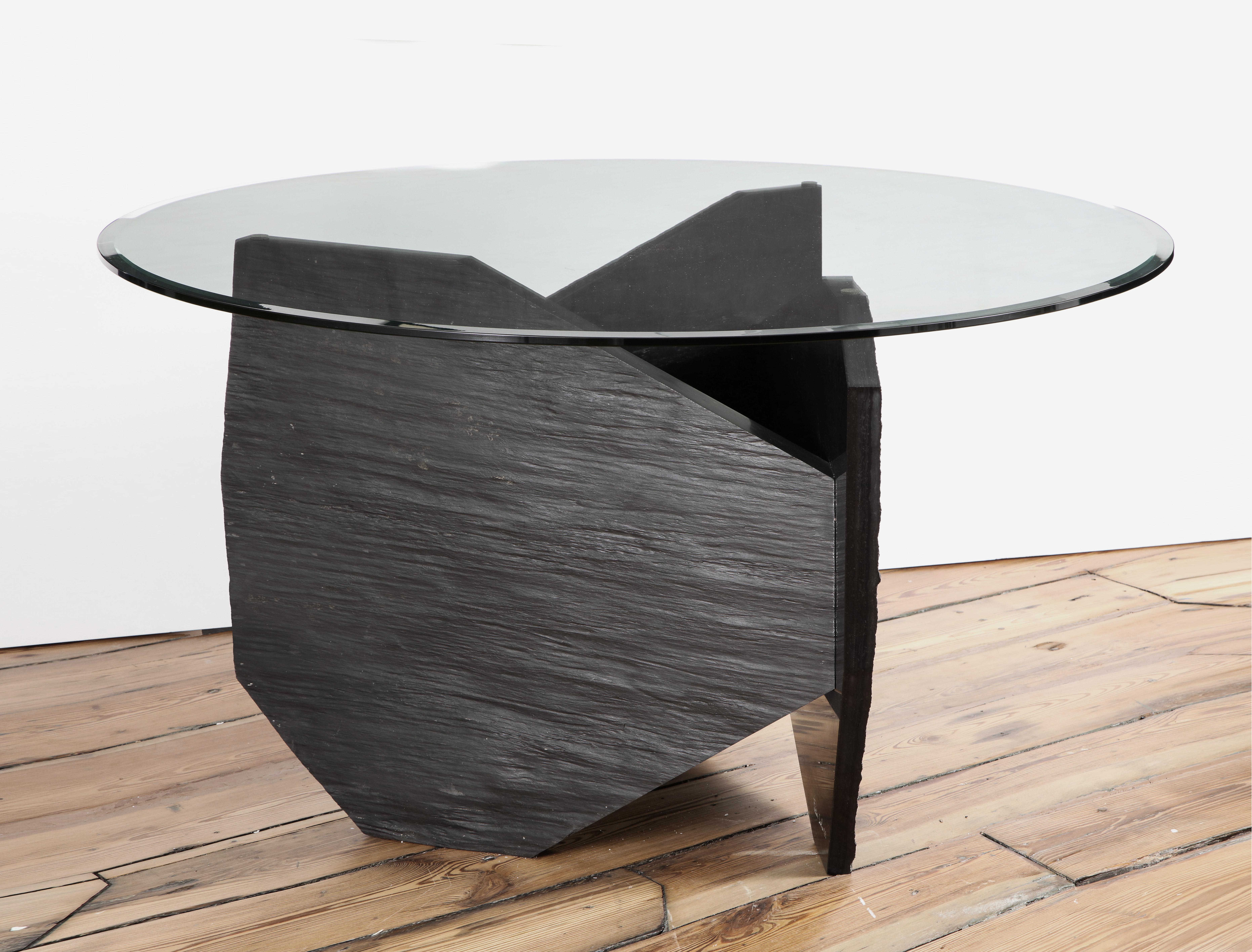 Marble Slate Dining Table Signed by Frederic Saulou For Sale 2