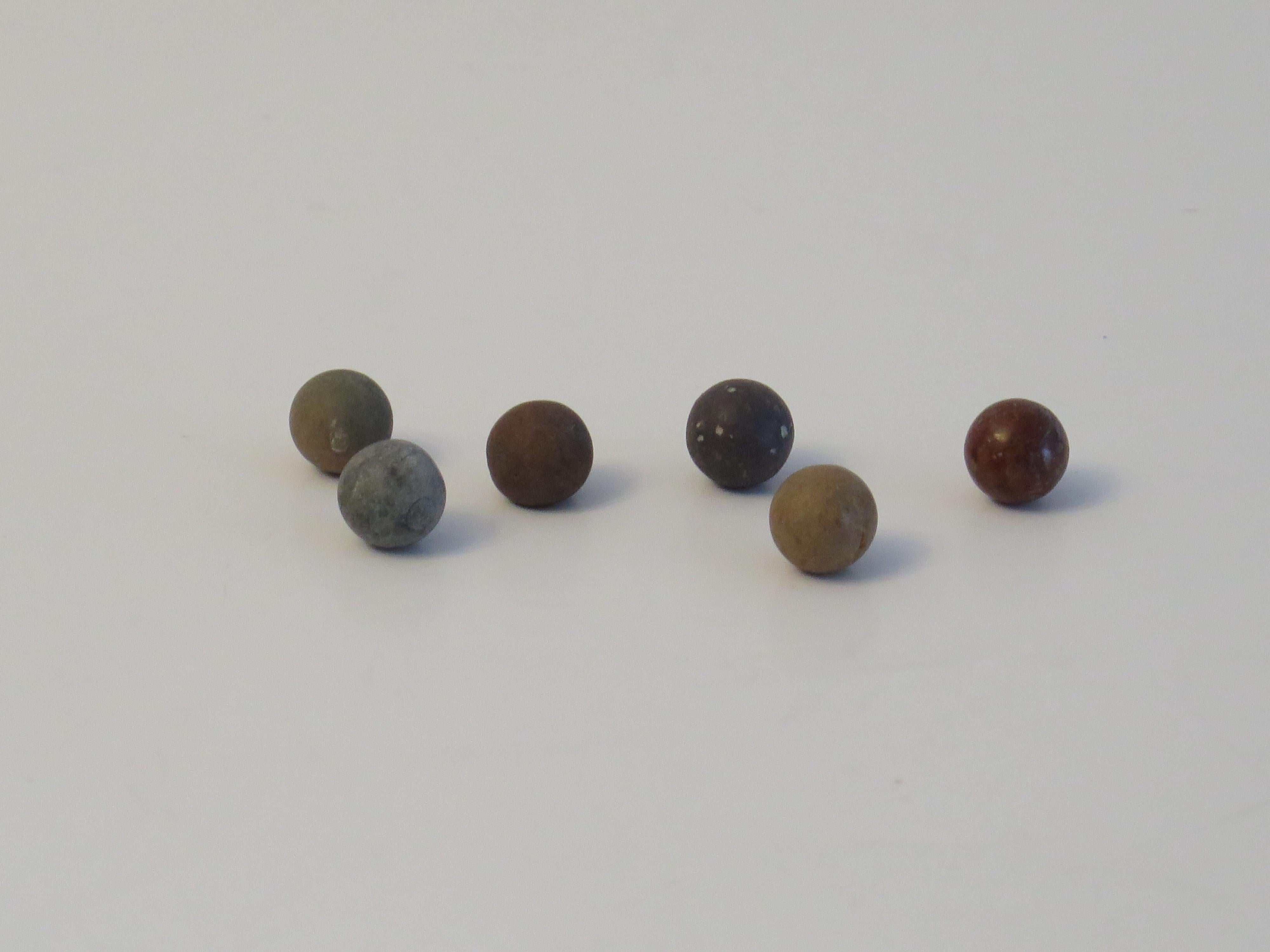 Marble Solitaire Fine Hardwood Board with 33 Clay and Stone Marbles, Late 19th C 2