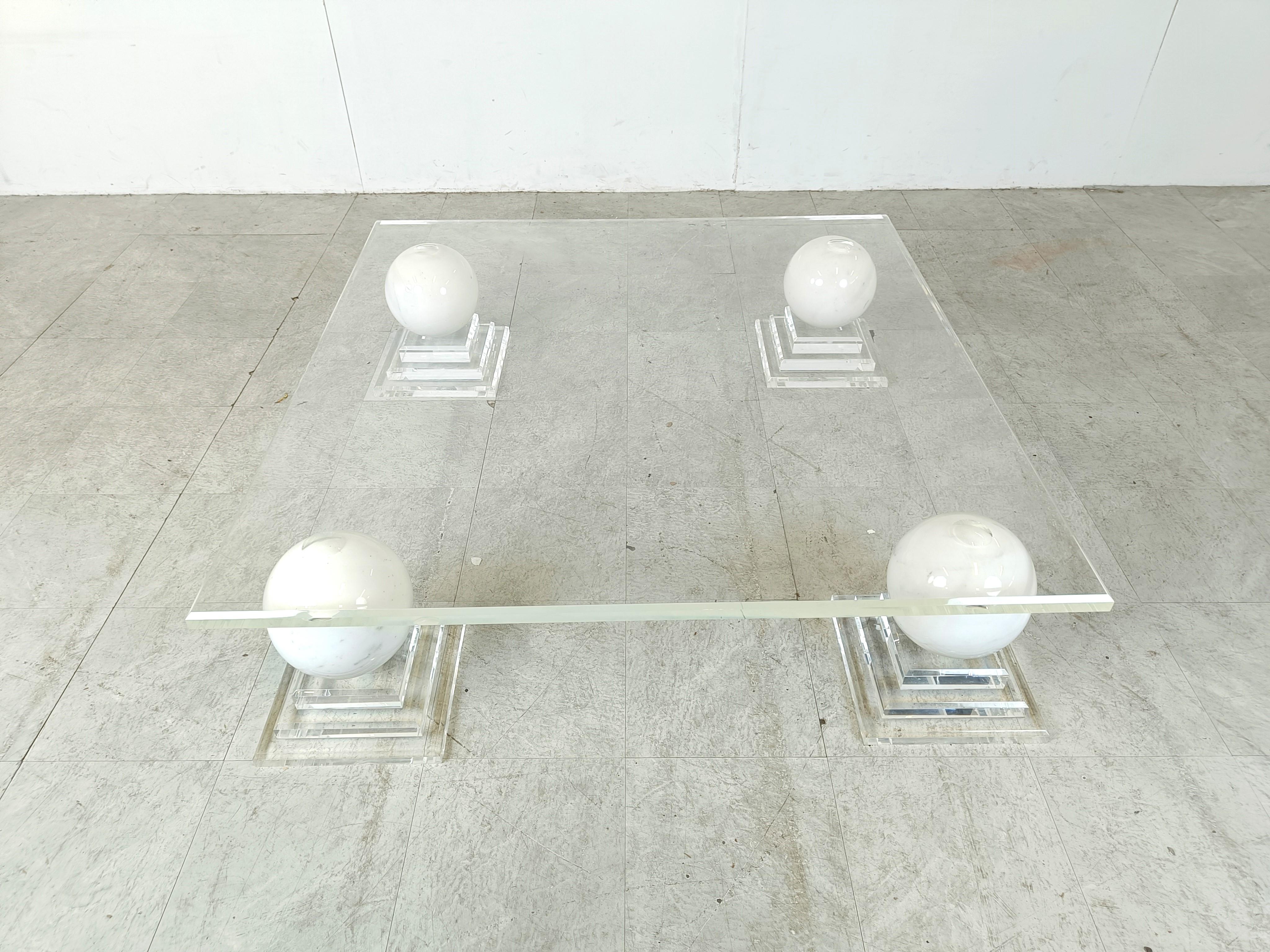 Mid-Century Modern Marble sphere coffee table by Roche Bobois, 1980s
