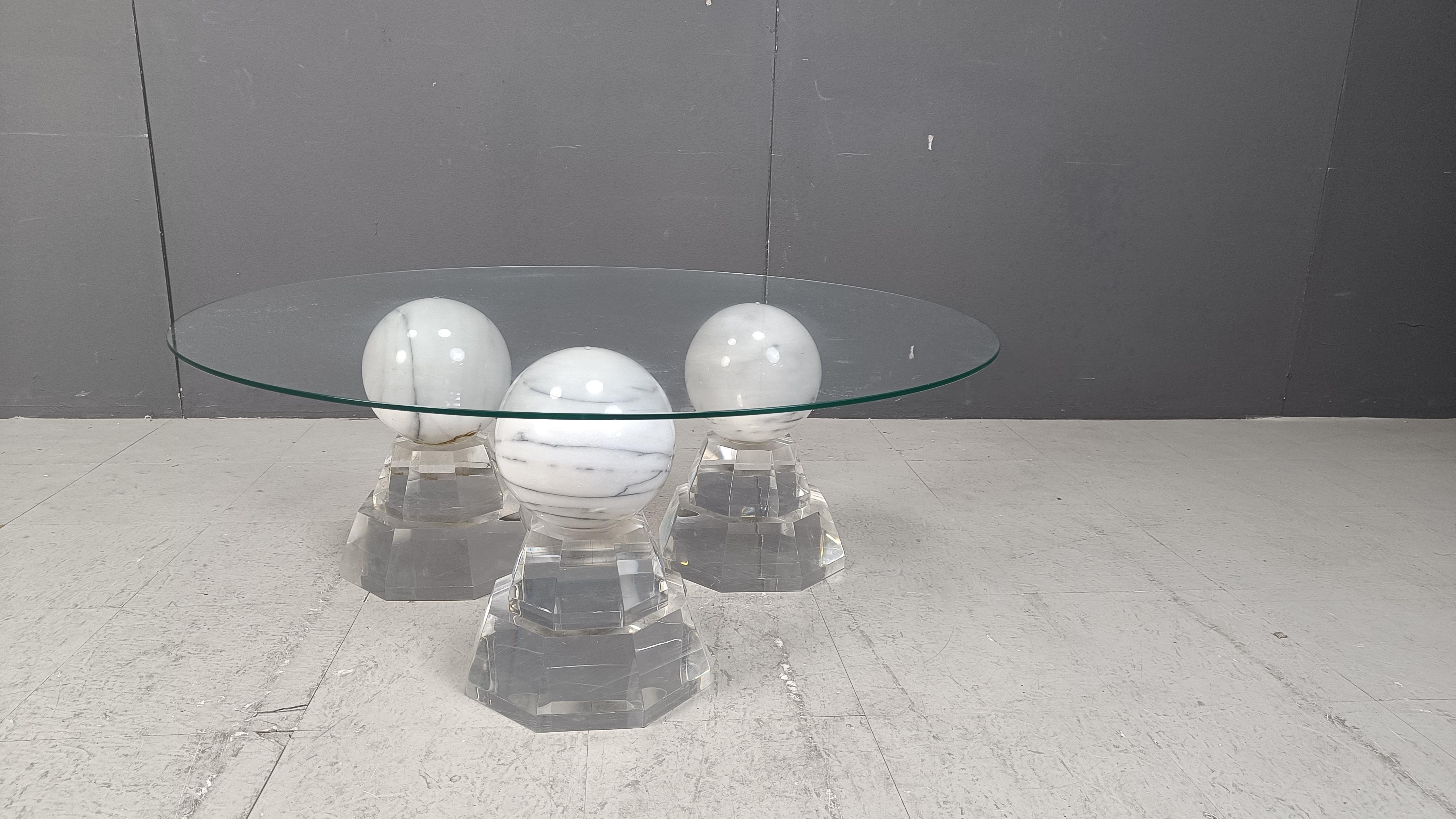 Mesa de centro esfera de mármol de Roche Bobois, años 80 Francés en venta