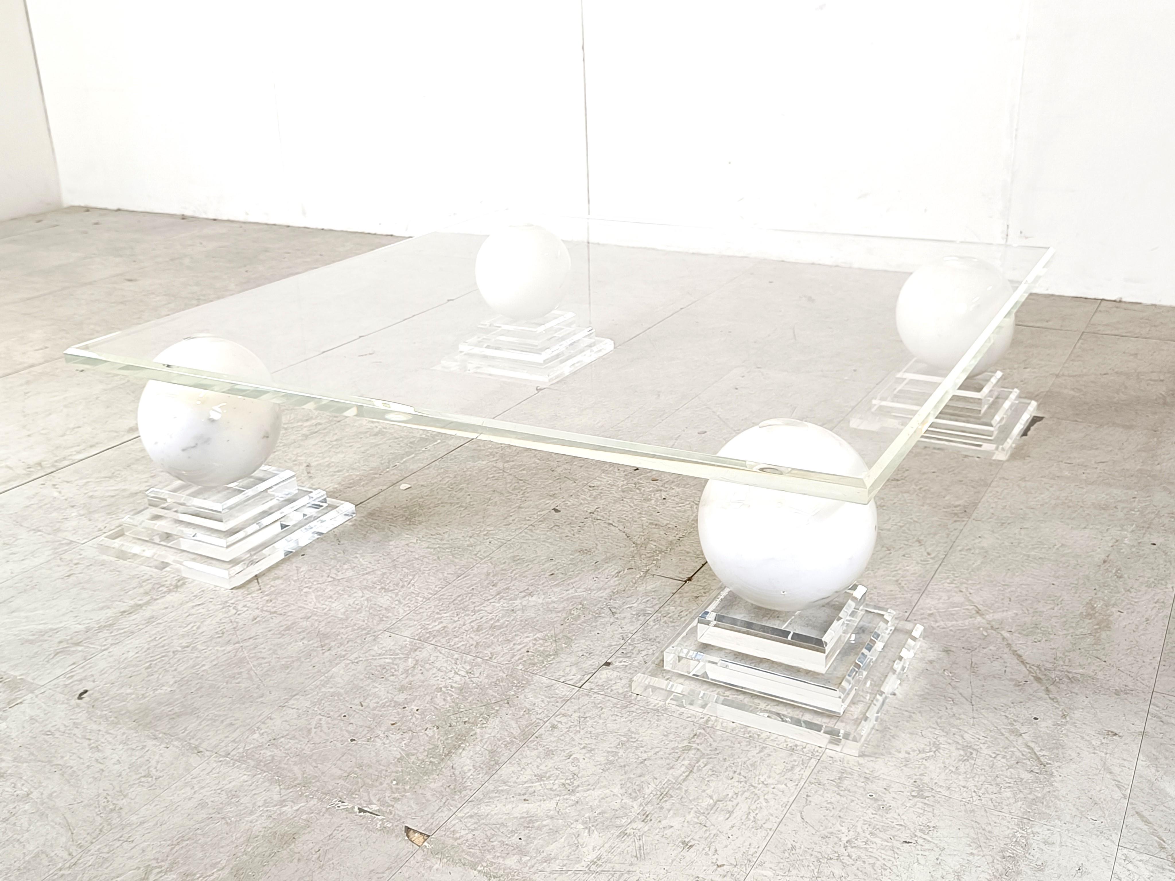 Late 20th Century Marble sphere coffee table by Roche Bobois, 1980s
