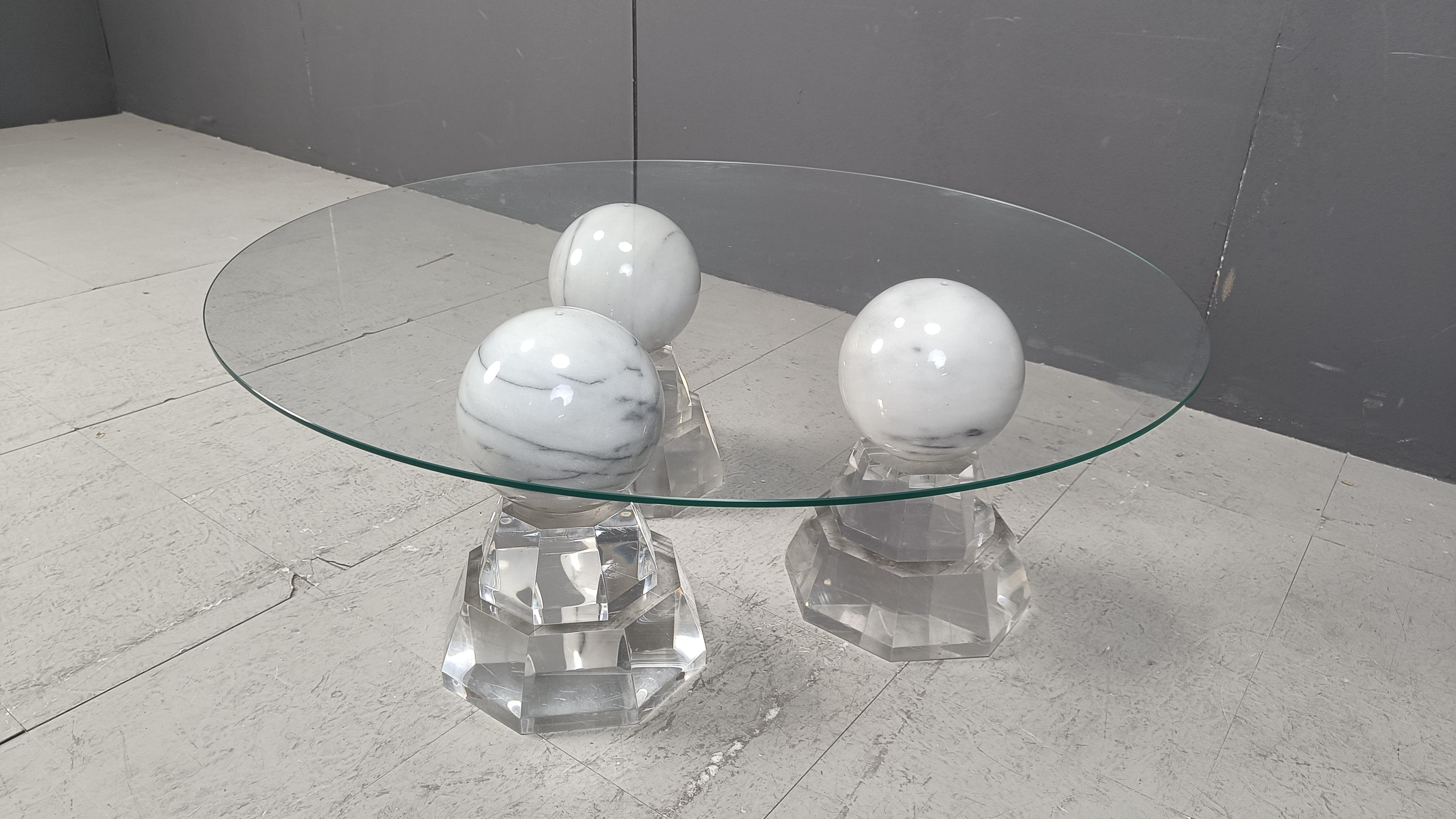 Mesa de centro esfera de mármol de Roche Bobois, años 80 en venta 2