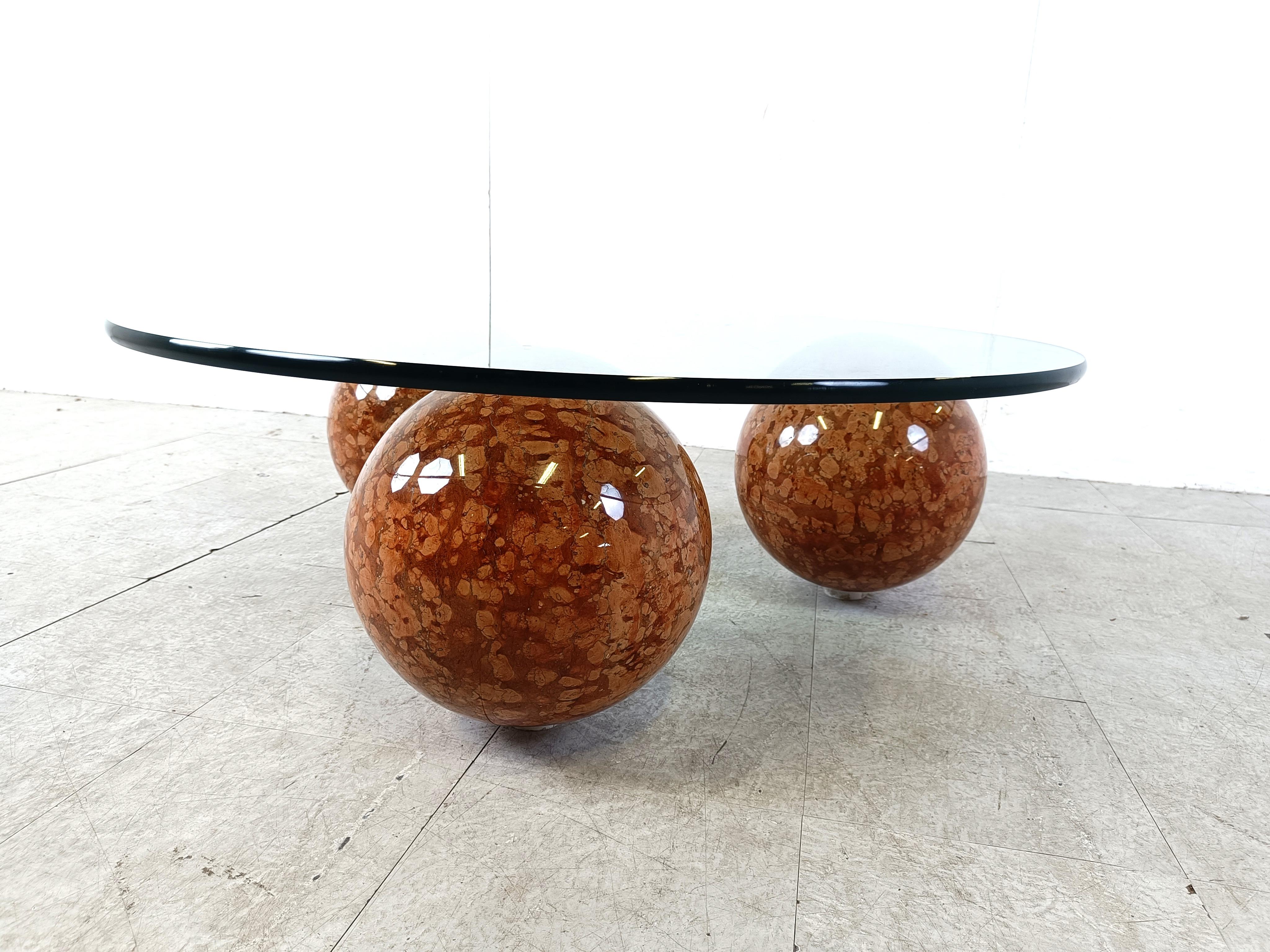 Late 20th Century Marble sphere coffee table, italy, 1980s For Sale