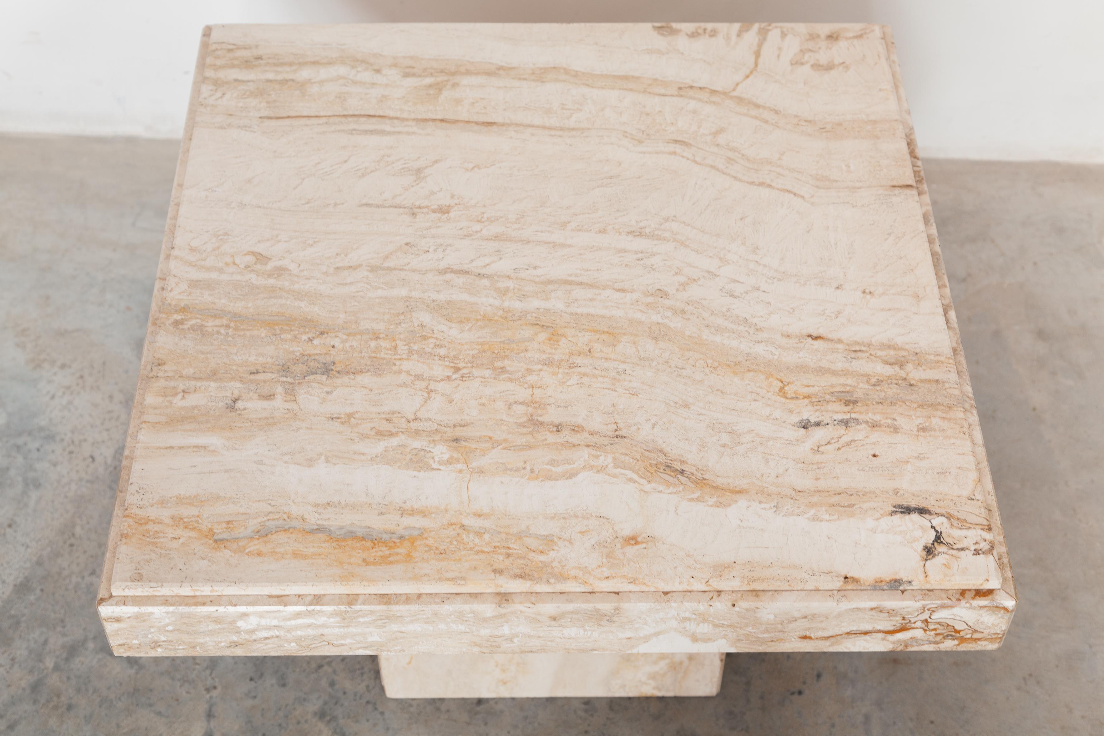 Hand-Crafted Marble Square Coffee Table, Italy