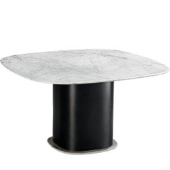 Marble Square Dining Table with Contrasting Base