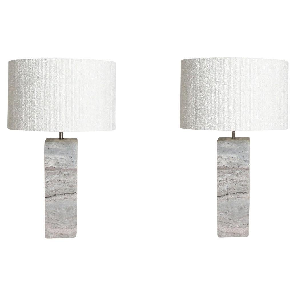 Marble Square Shaped Pair Lamps, Netherlands, Contemporary
