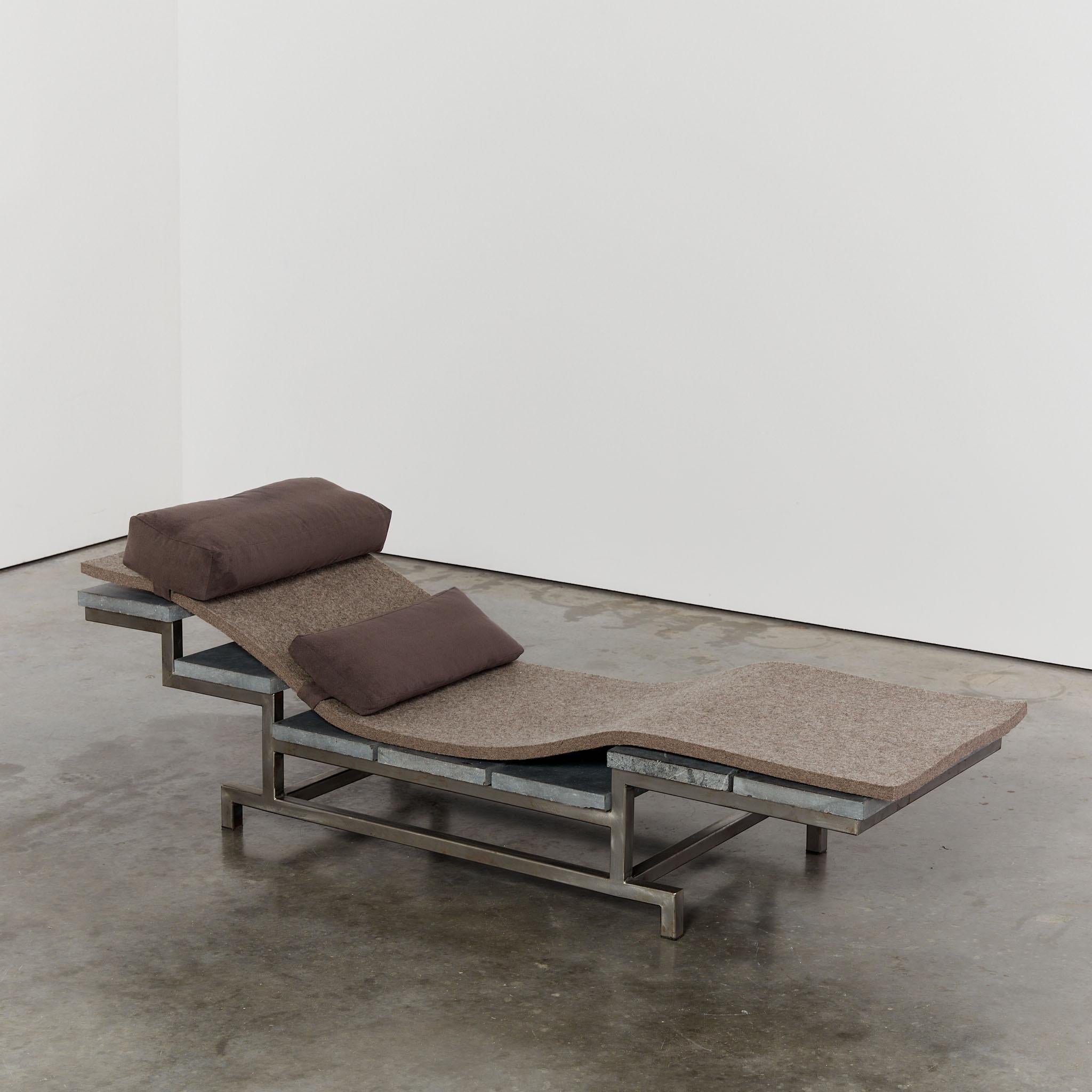 Marble stainless steel and felt daybed by Christoph Siebrasse For Sale 5