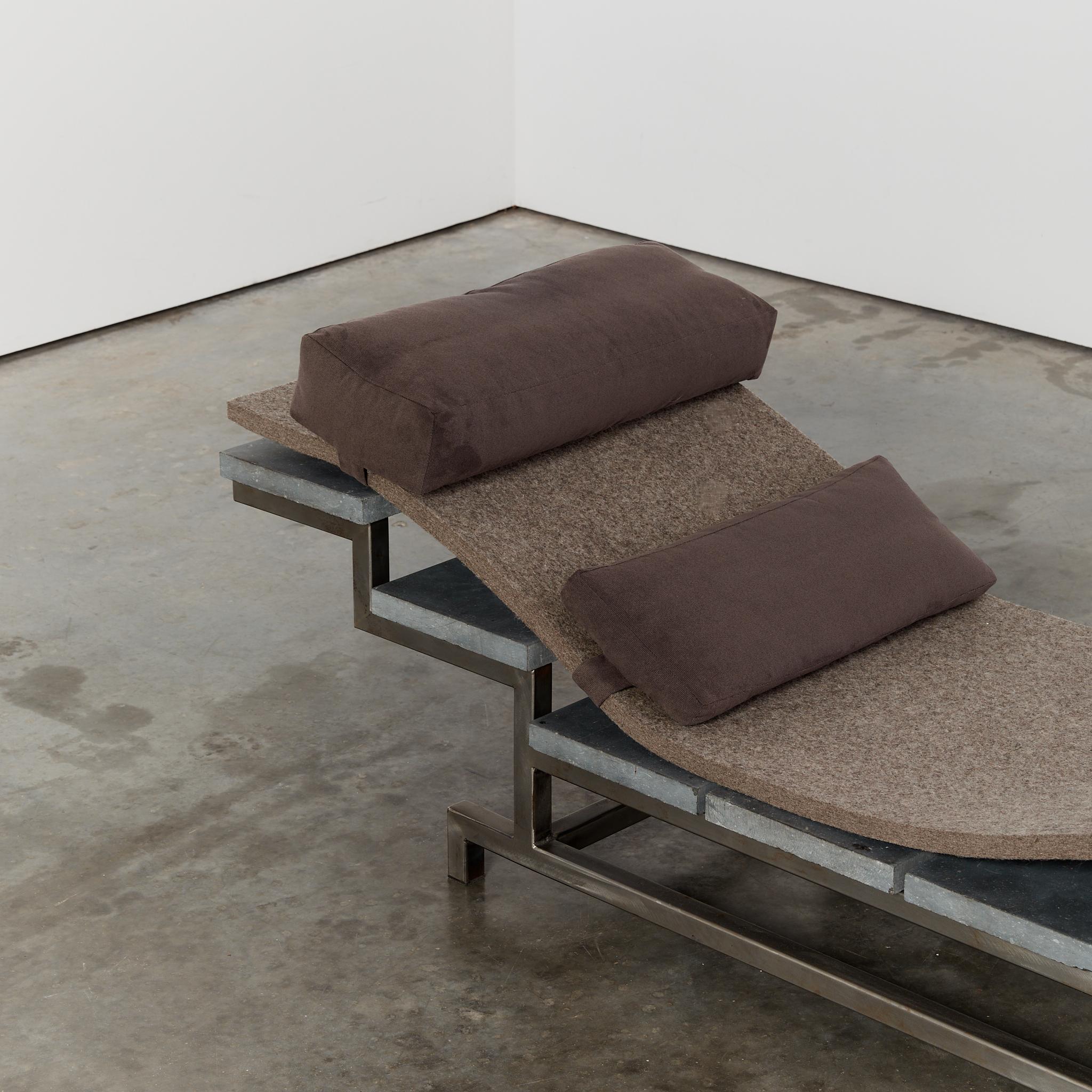 Marble stainless steel and felt daybed by Christoph Siebrasse For Sale 6