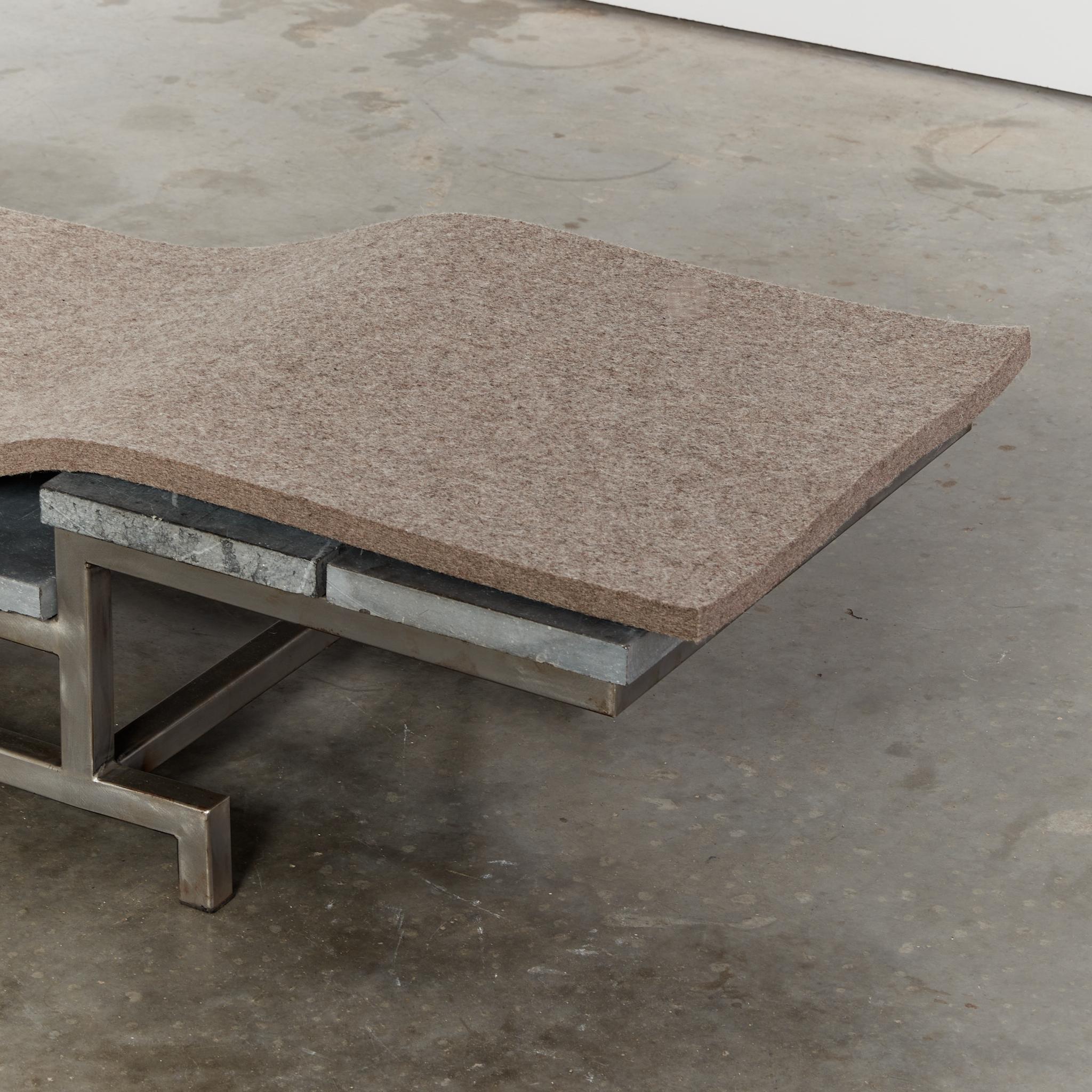 Marble stainless steel and felt daybed by Christoph Siebrasse For Sale 7