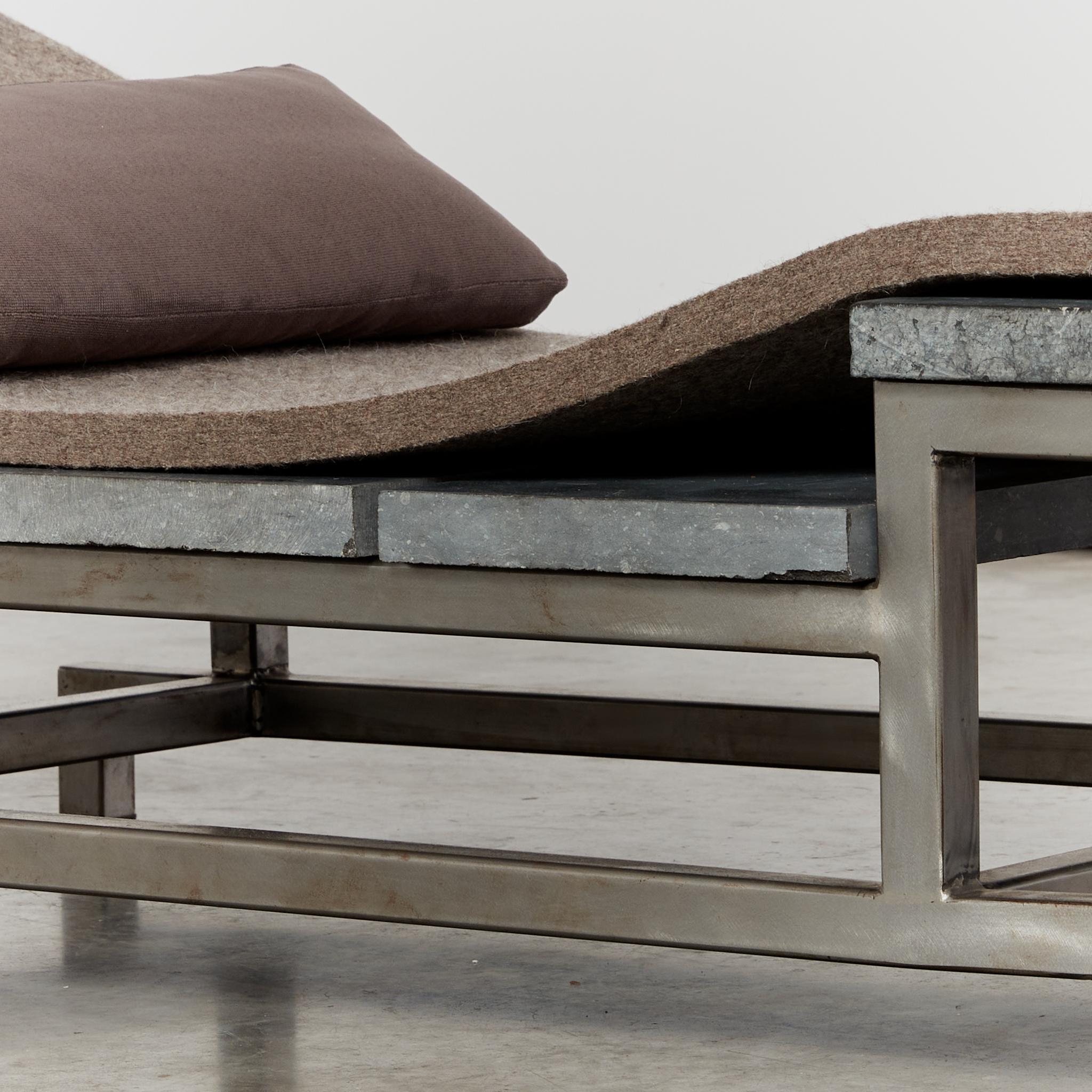 Marble stainless steel and felt daybed by Christoph Siebrasse For Sale 9