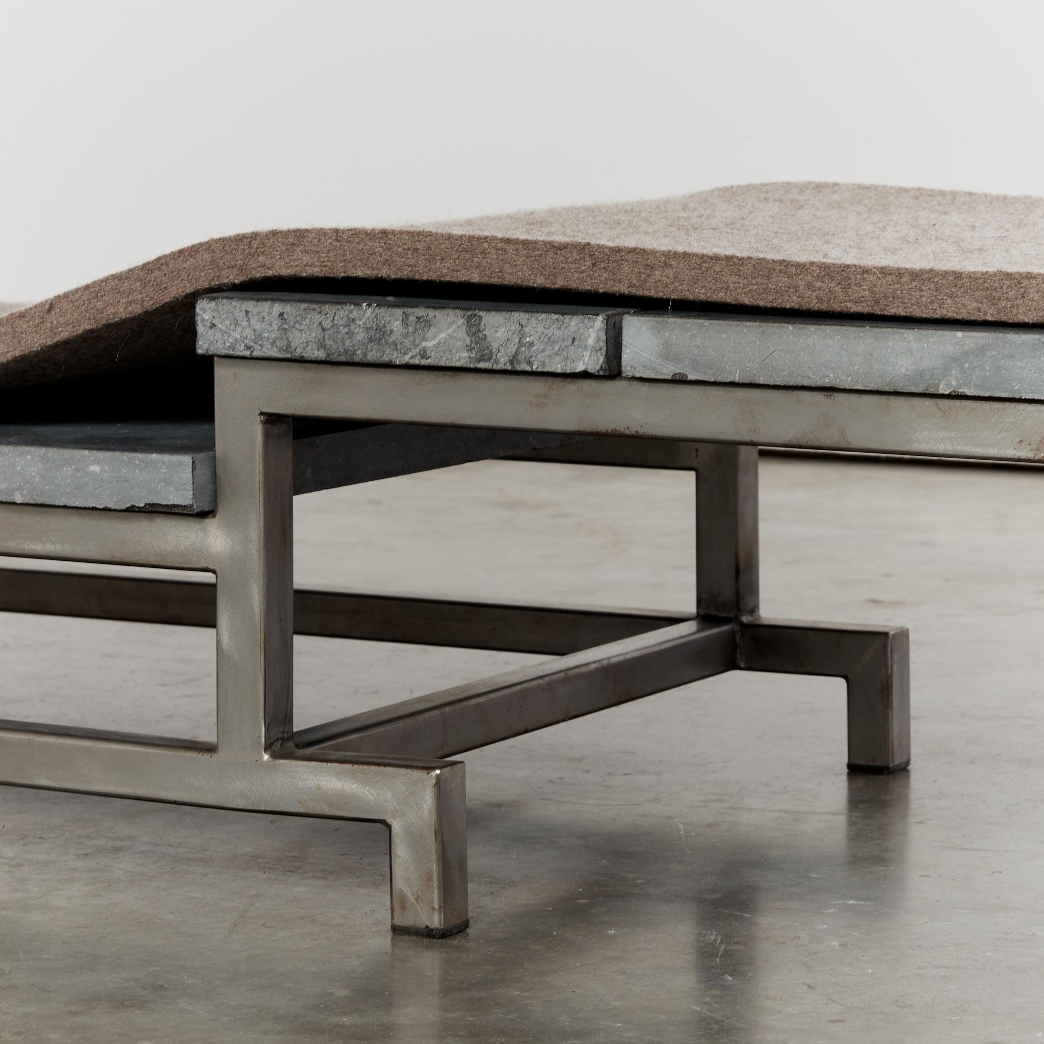Marble stainless steel and felt daybed by Christoph Siebrasse For Sale 11
