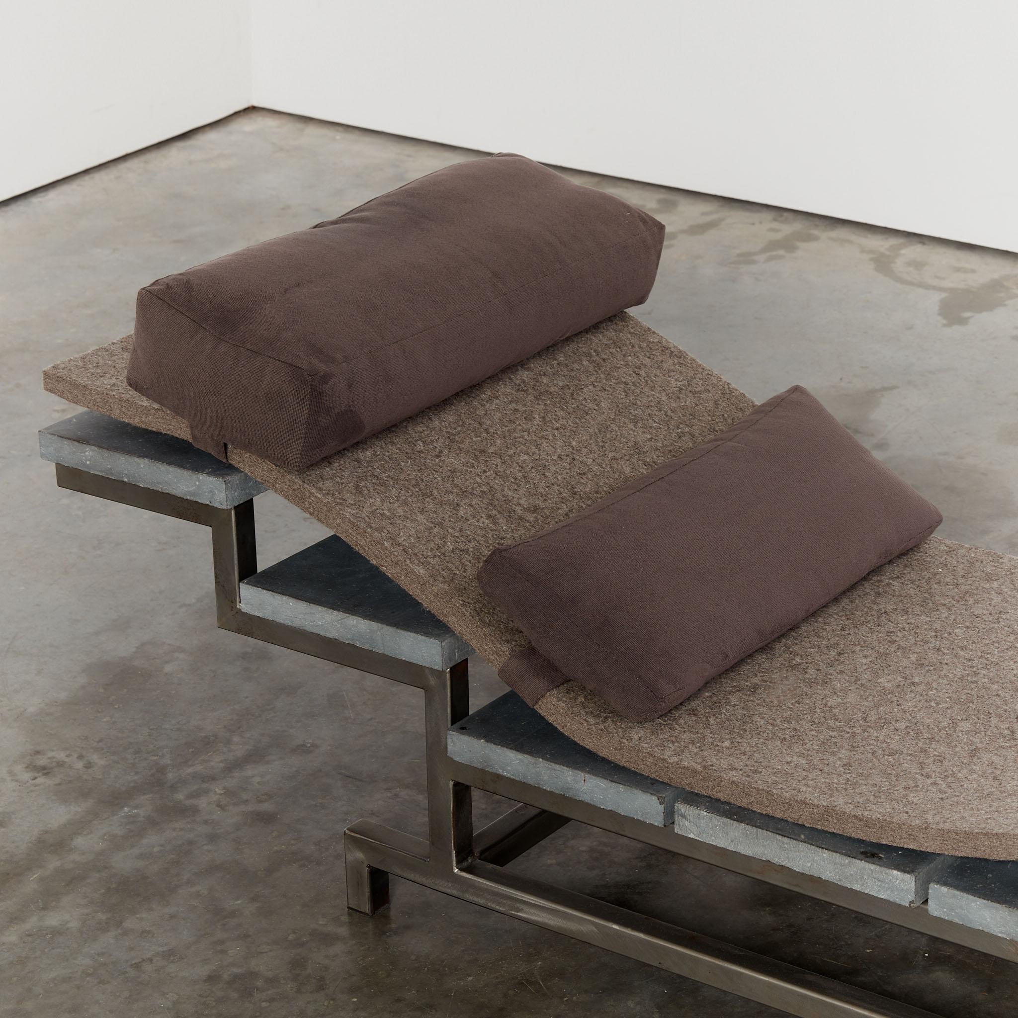 Marble stainless steel and felt daybed by Christoph Siebrasse For Sale 12