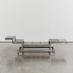 Limited edition German brutalist Marble steel felt daybed by Christoph Siebrasse