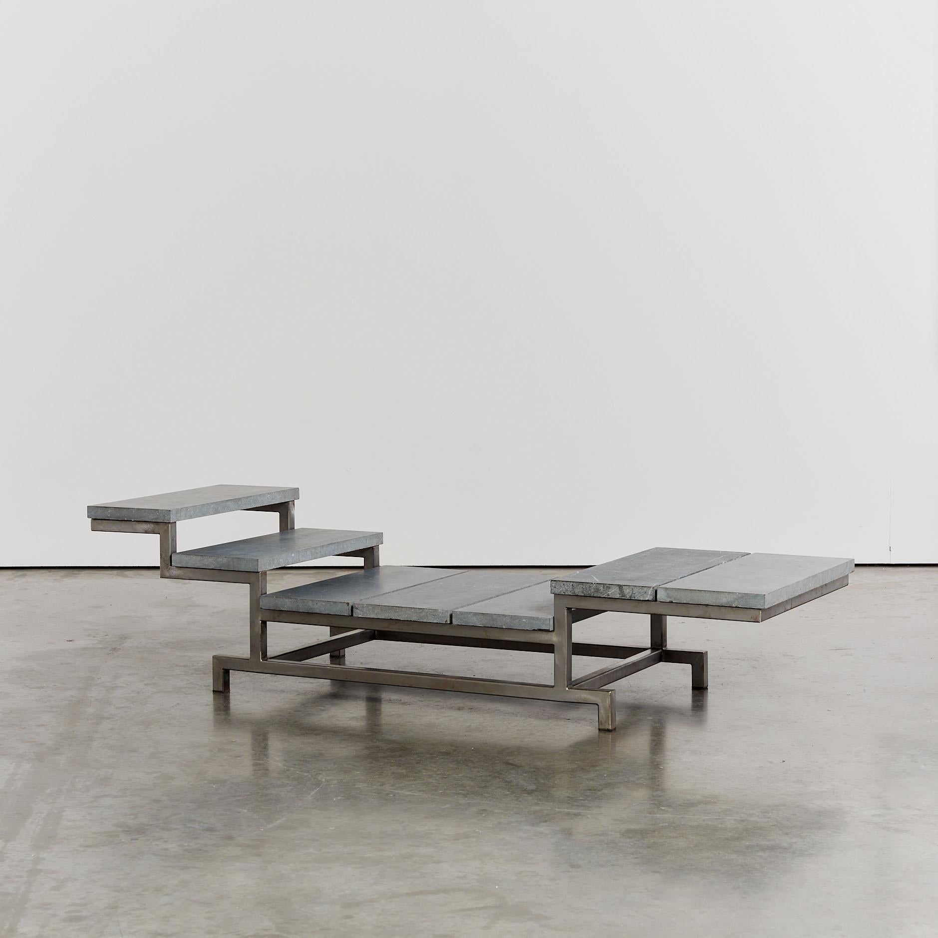 Post-Modern Limited edition German brutalist Marble steel felt daybed by Christoph Siebrasse For Sale