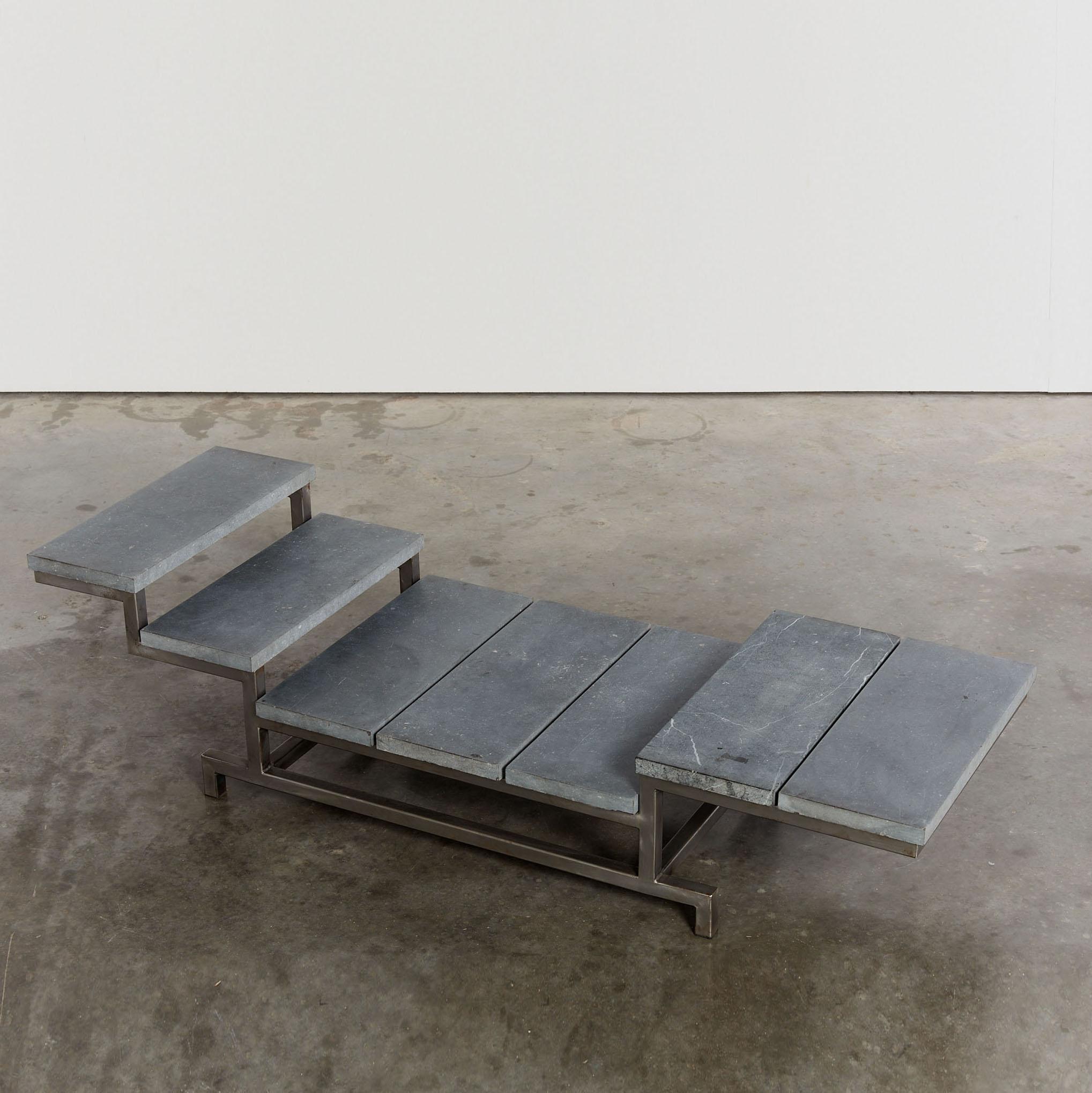 Marble stainless steel and felt daybed by Christoph Siebrasse In Good Condition For Sale In London, GB