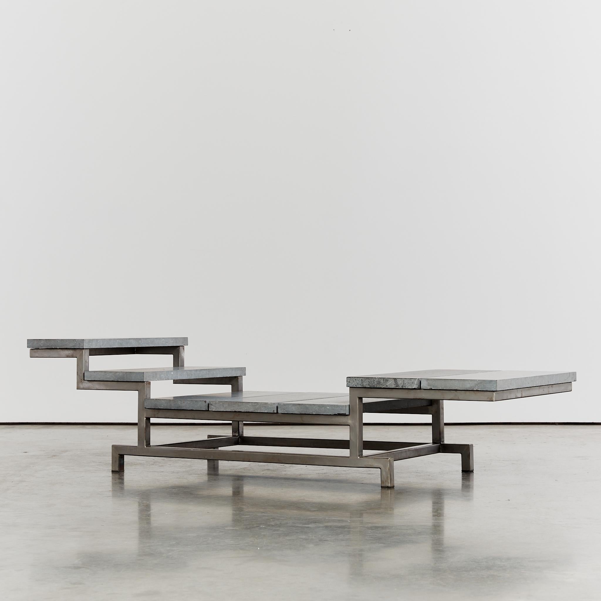 20th Century Marble stainless steel and felt daybed by Christoph Siebrasse For Sale