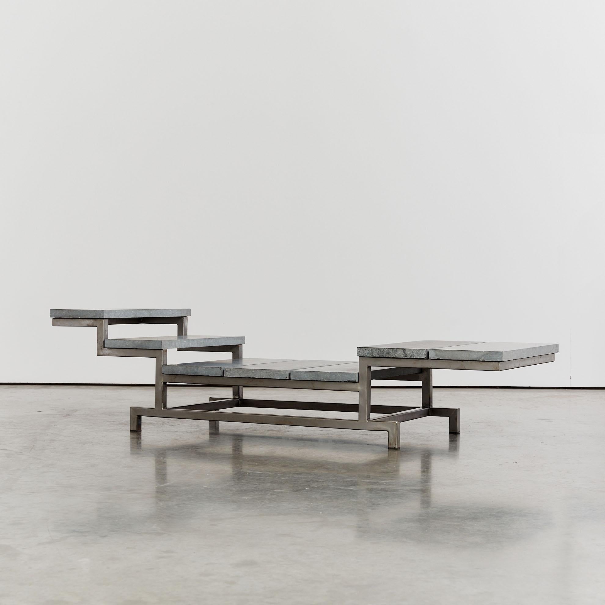 Stainless Steel Marble stainless steel and felt daybed by Christoph Siebrasse For Sale