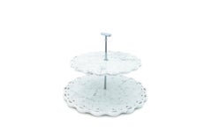 Torta da appoggio in marmo con bordo in pizzo in marmo bianco di Carrara