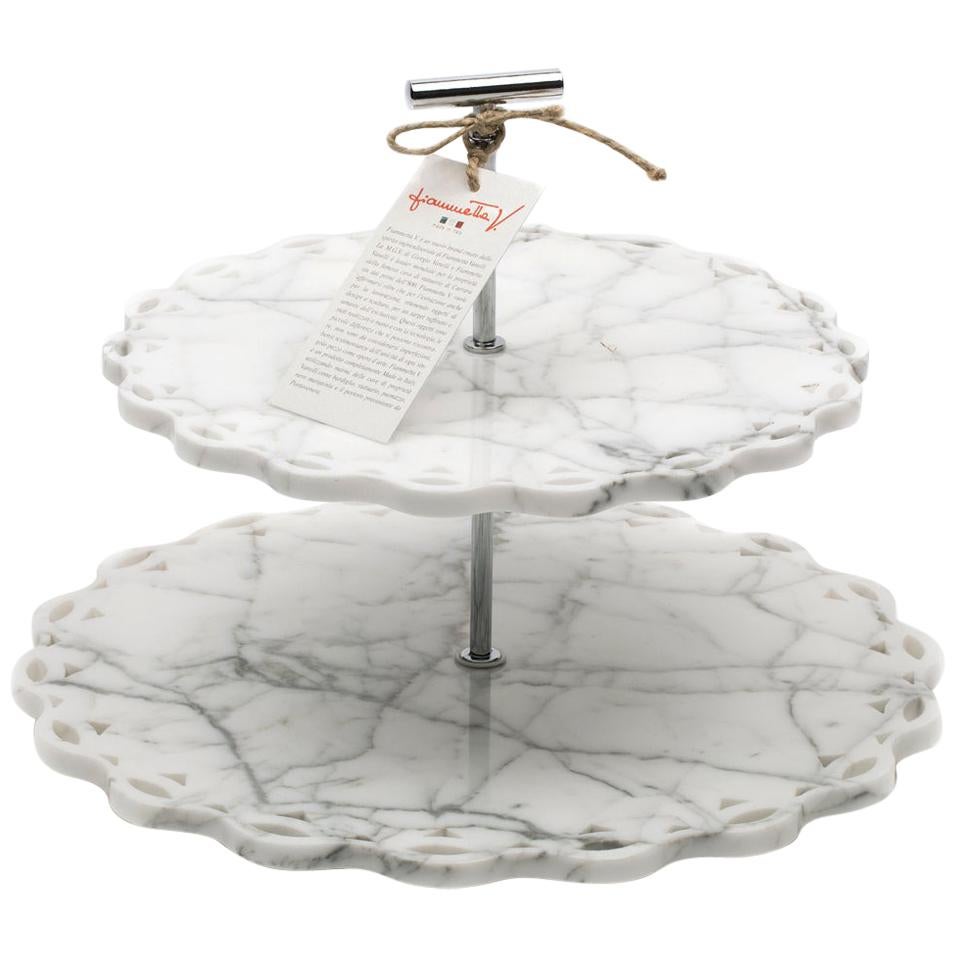 Marble Stand Cake with Lace Edge in White Carrara Marble