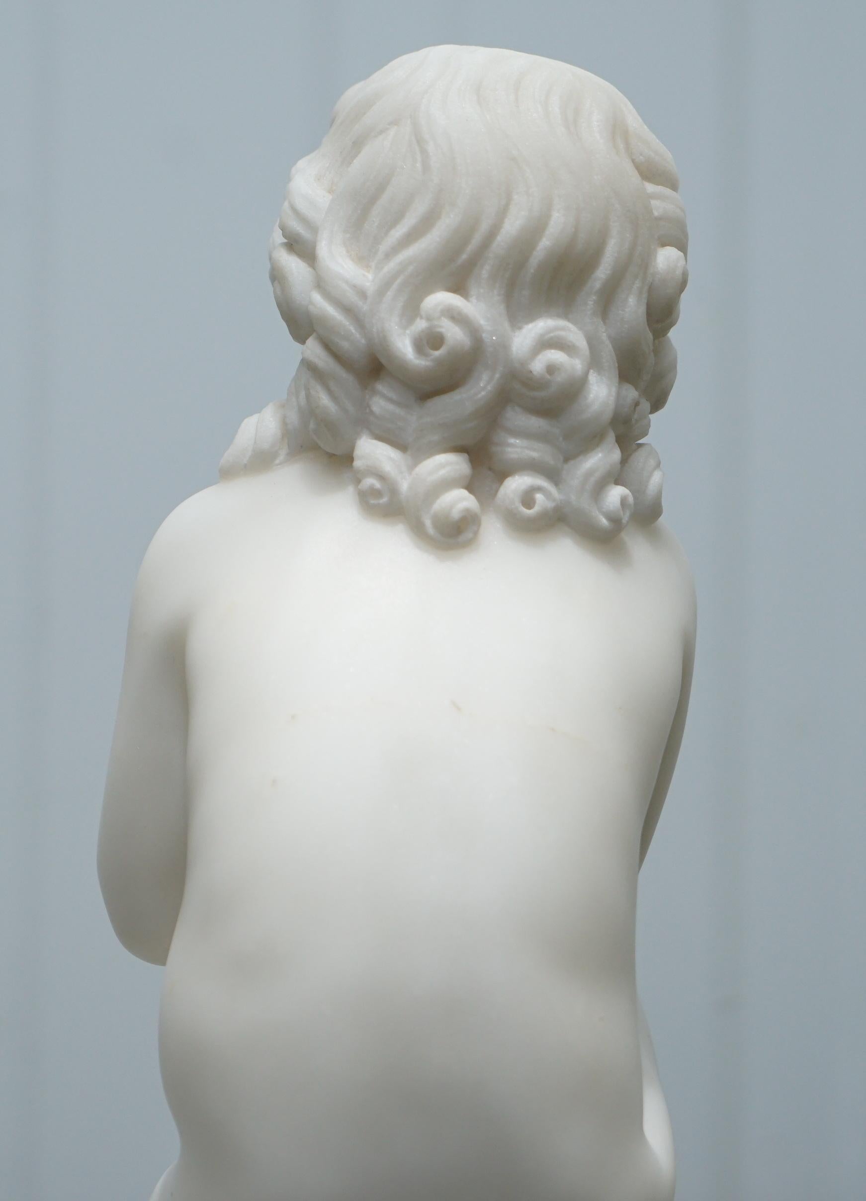 19th Century Marble Statue After Luigi Pampaloni, Praying Kneeling Little Samuel