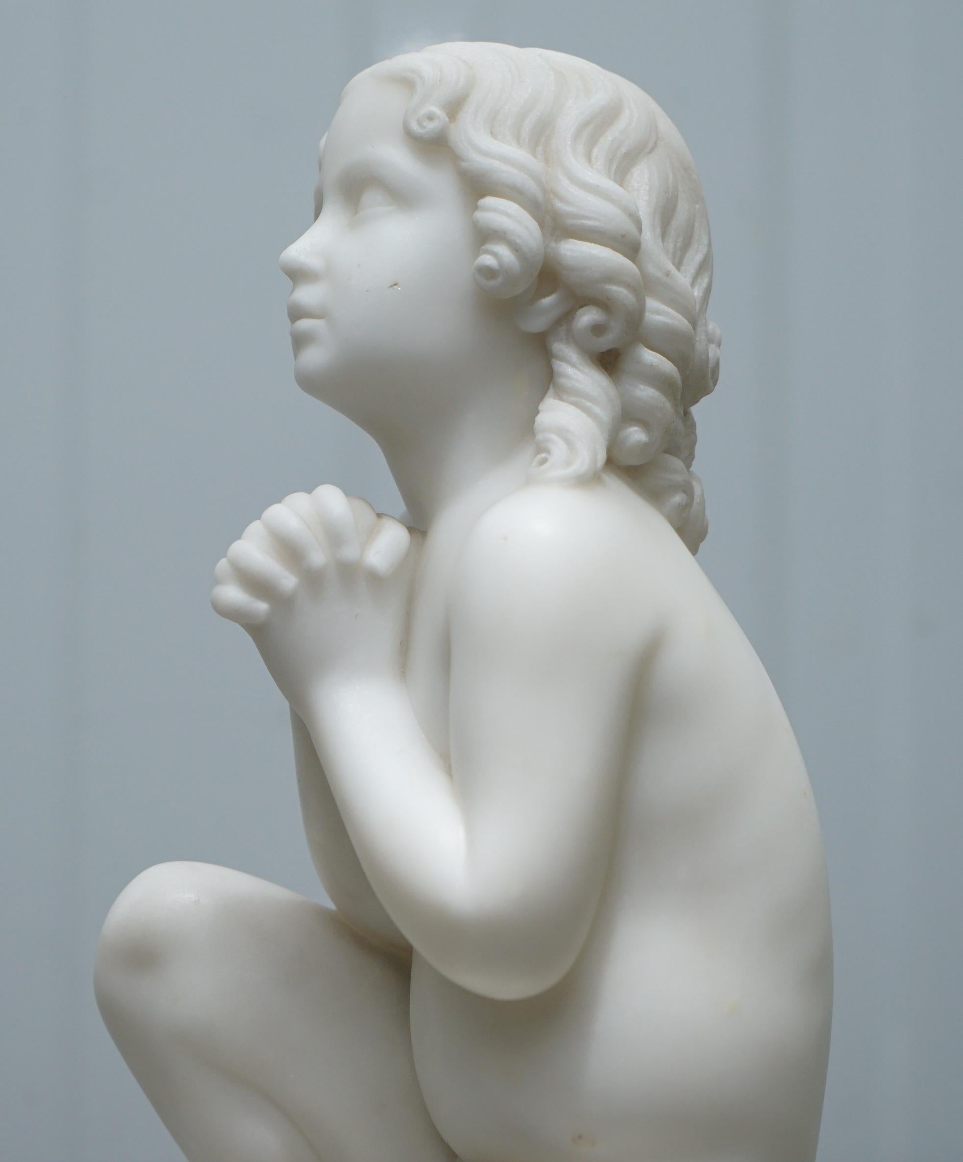 Marble Statue After Luigi Pampaloni, Praying Kneeling Little Samuel 2