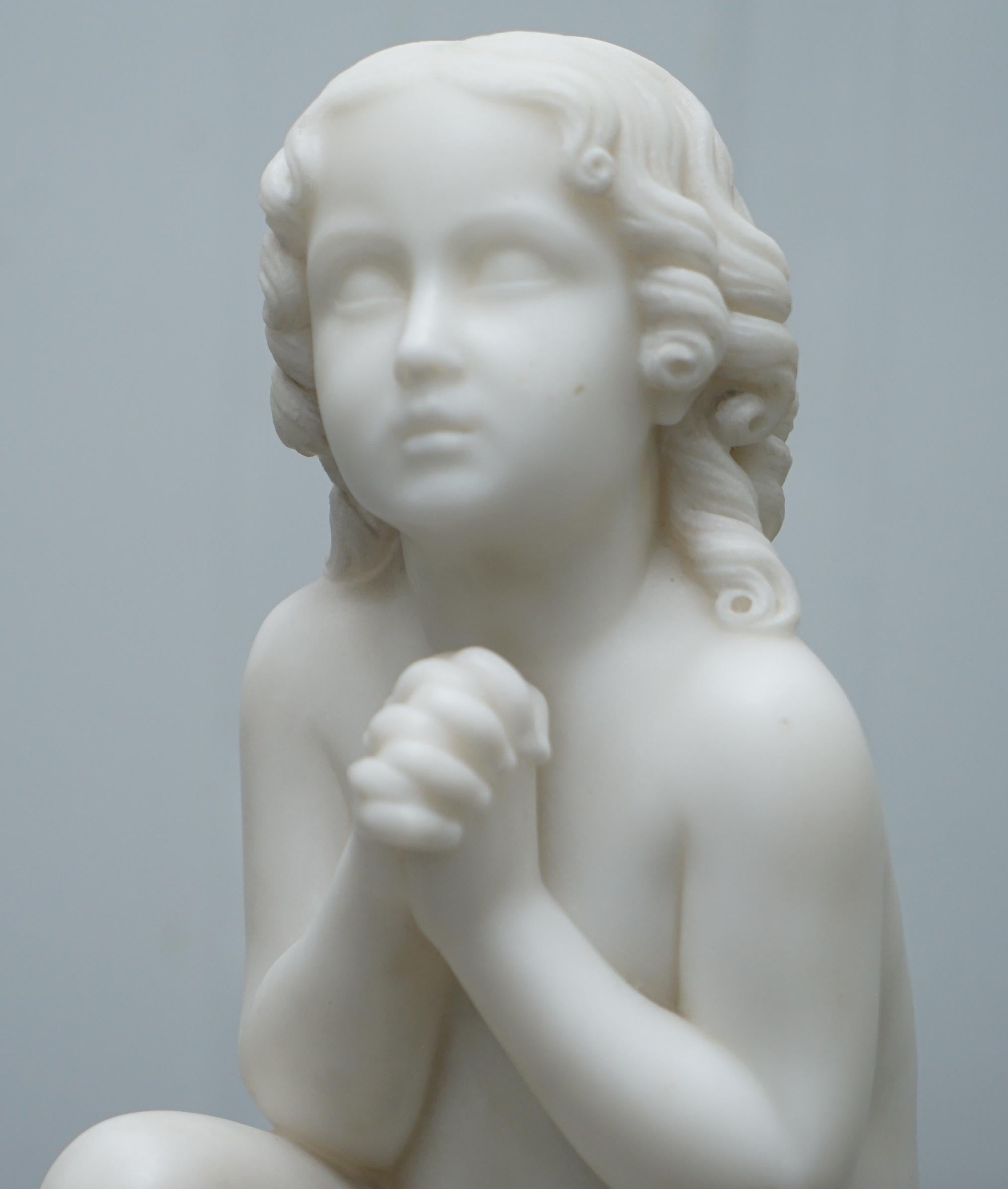 Marble Statue After Luigi Pampaloni, Praying Kneeling Little Samuel 3