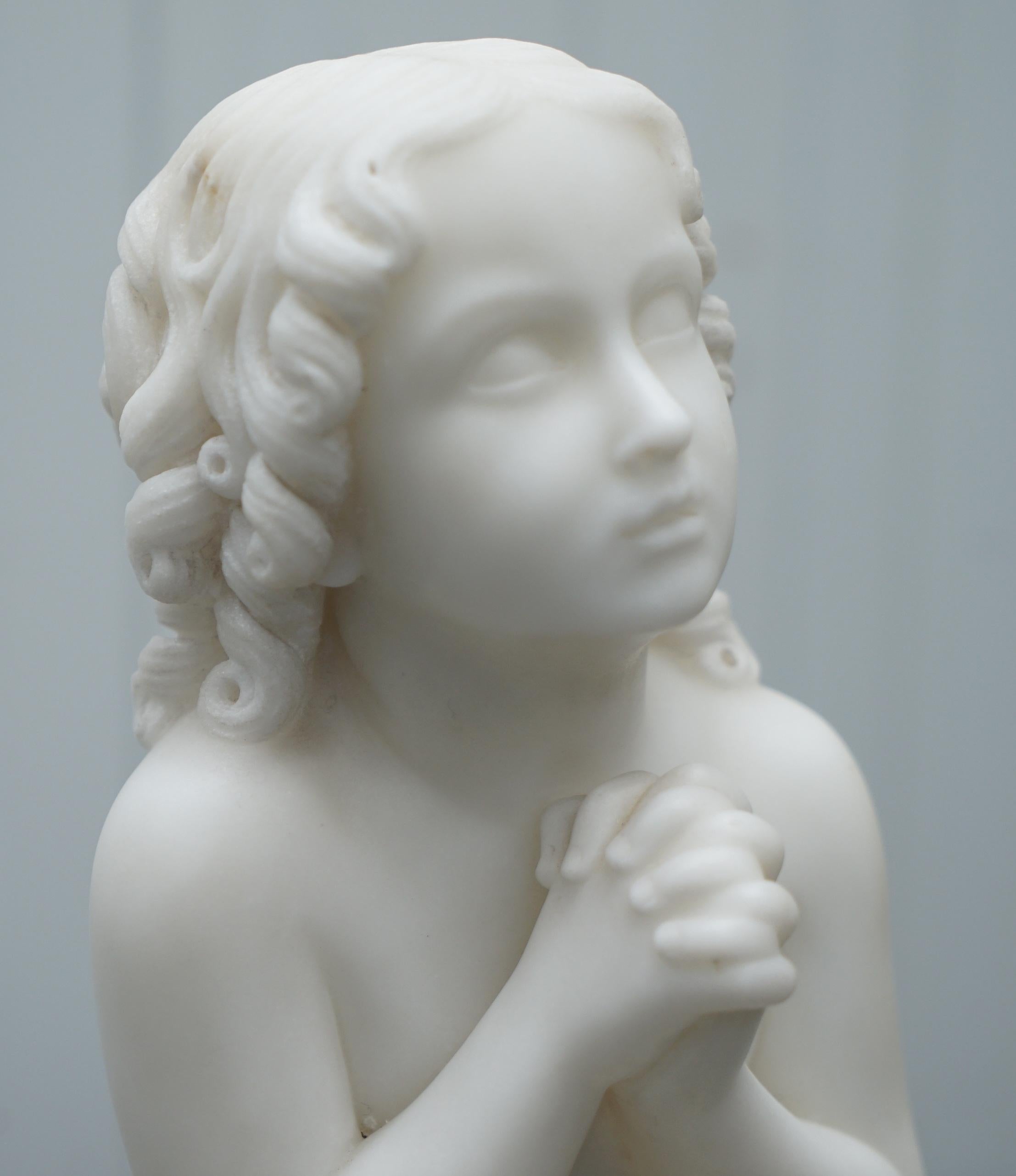 Marble Statue After Luigi Pampaloni, Praying Kneeling Little Samuel 4