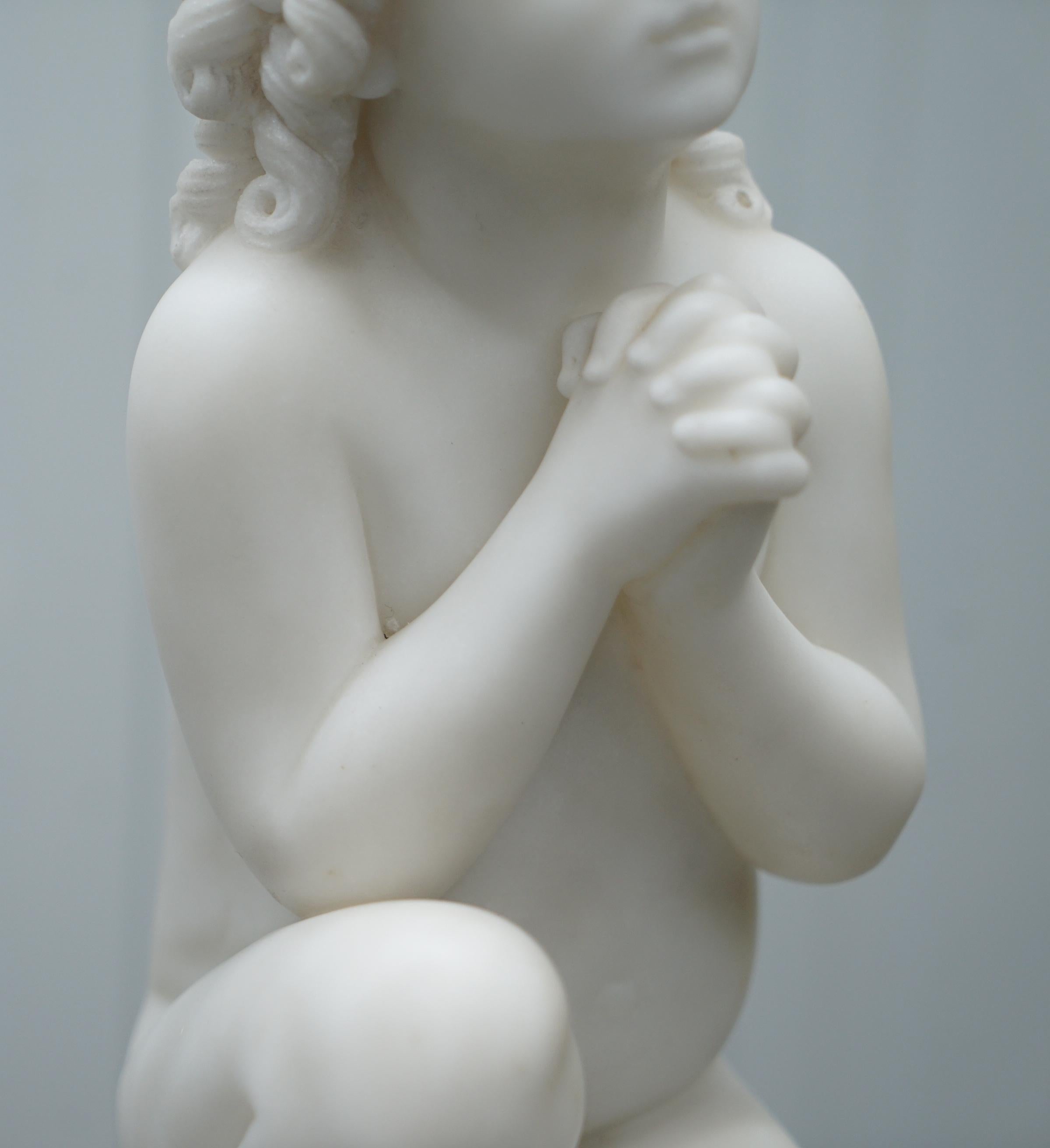 Marble Statue After Luigi Pampaloni, Praying Kneeling Little Samuel 5