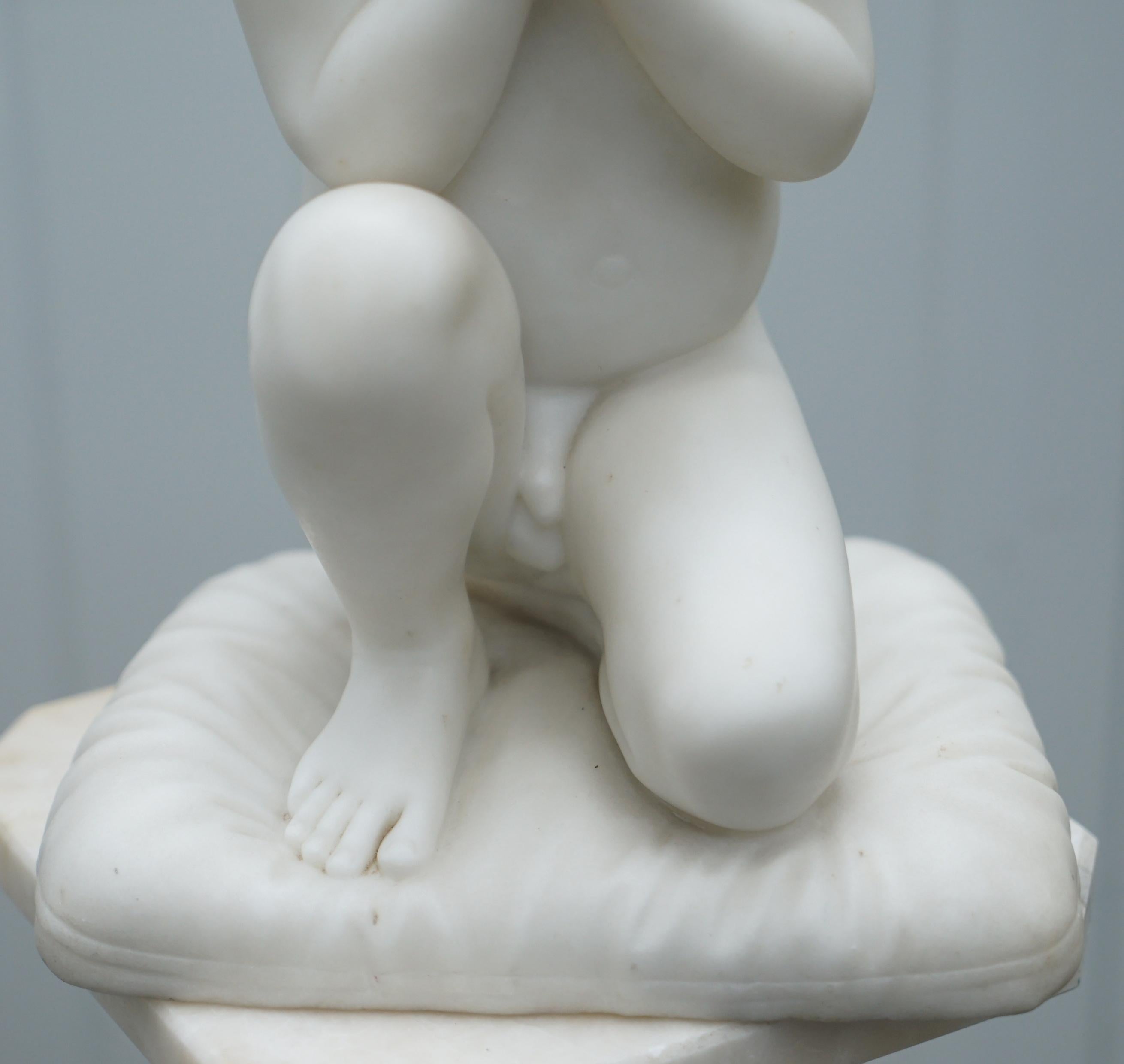 Marble Statue After Luigi Pampaloni, Praying Kneeling Little Samuel 6