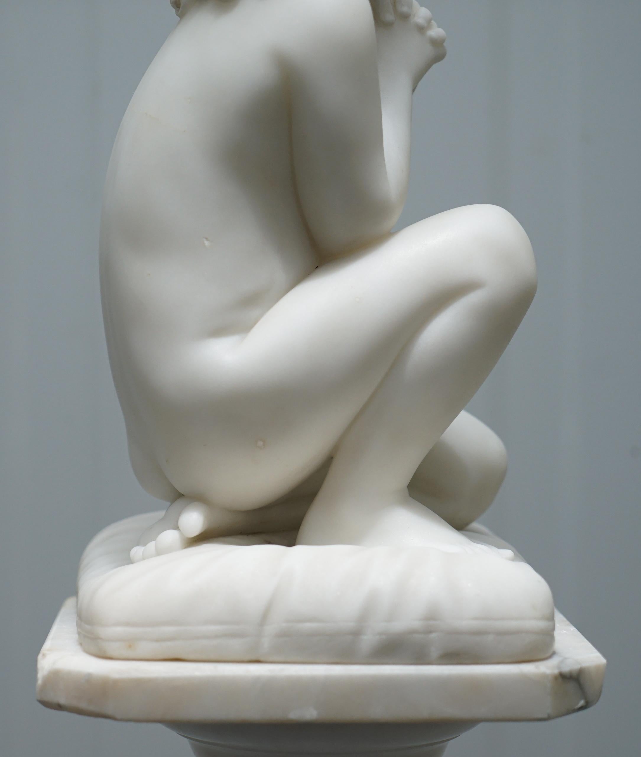 Hand-Crafted Marble Statue After Luigi Pampaloni, Praying Kneeling Little Samuel