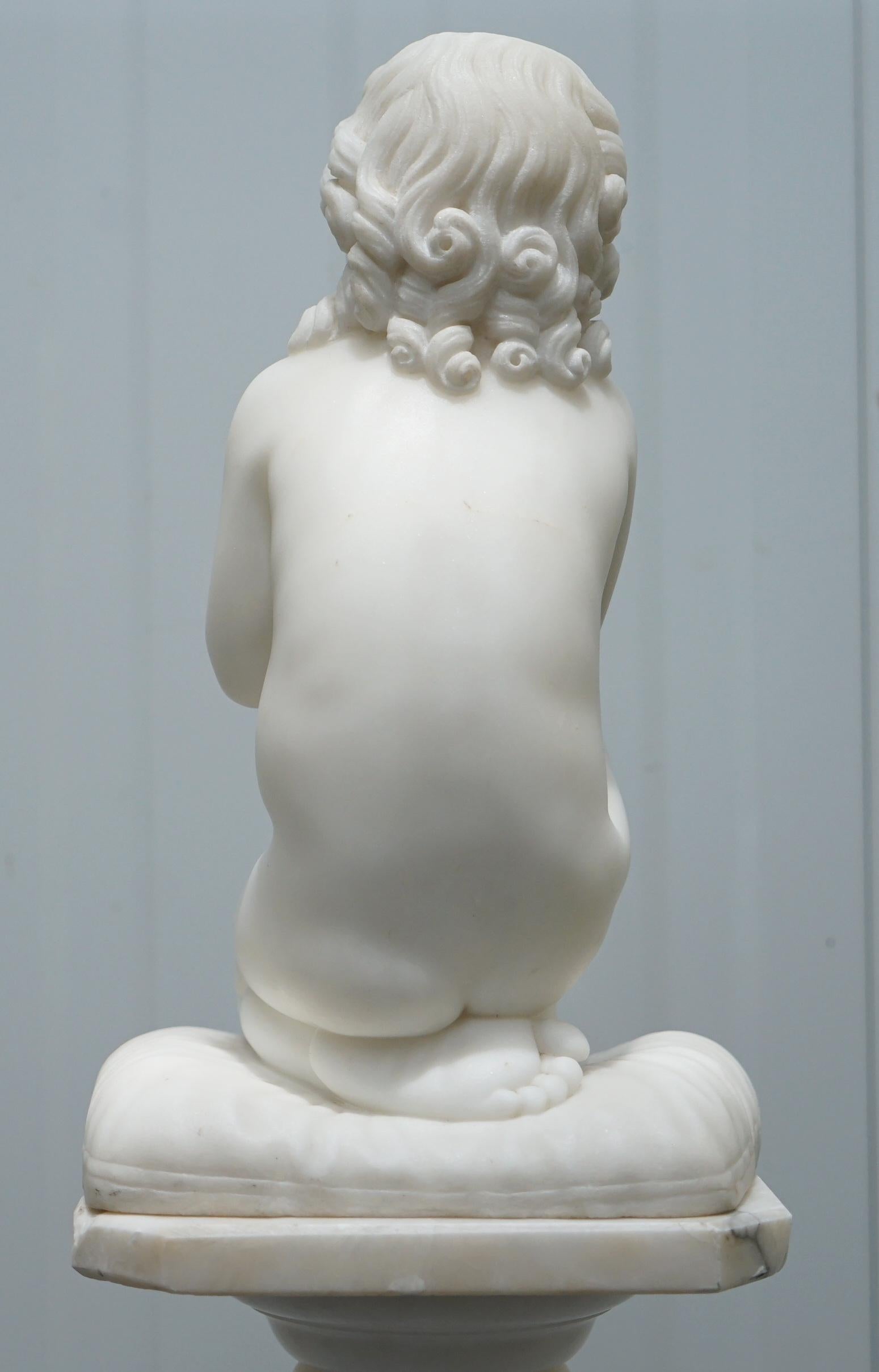 Marble Statue After Luigi Pampaloni, Praying Kneeling Little Samuel In Good Condition In West Sussex, Pulborough