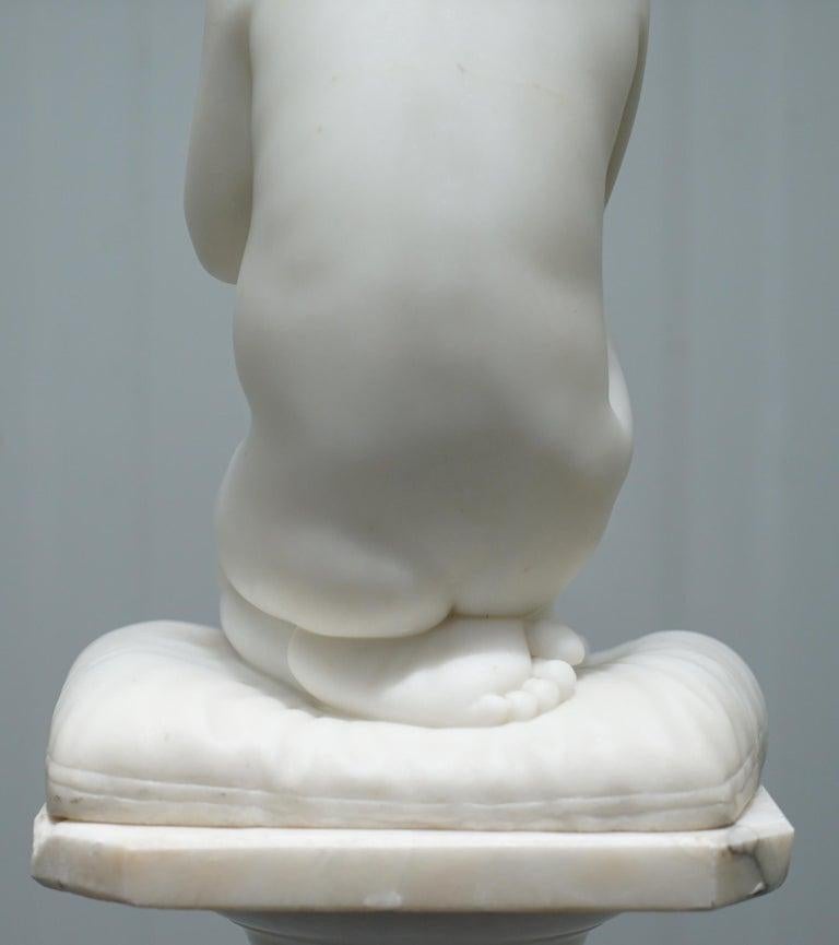 Marble Statue After Luigi Pampaloni, Praying Kneeling Little Samuel For Sale 3