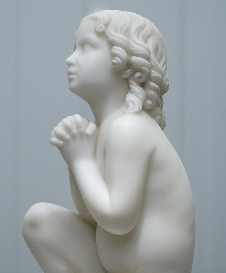 Marble Statue After Luigi Pampaloni, Praying Kneeling Little Samuel For Sale 5