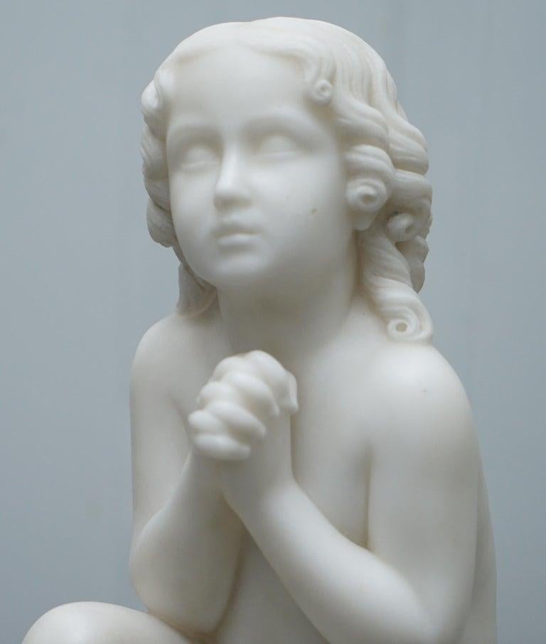 Marble Statue After Luigi Pampaloni, Praying Kneeling Little Samuel For Sale 6