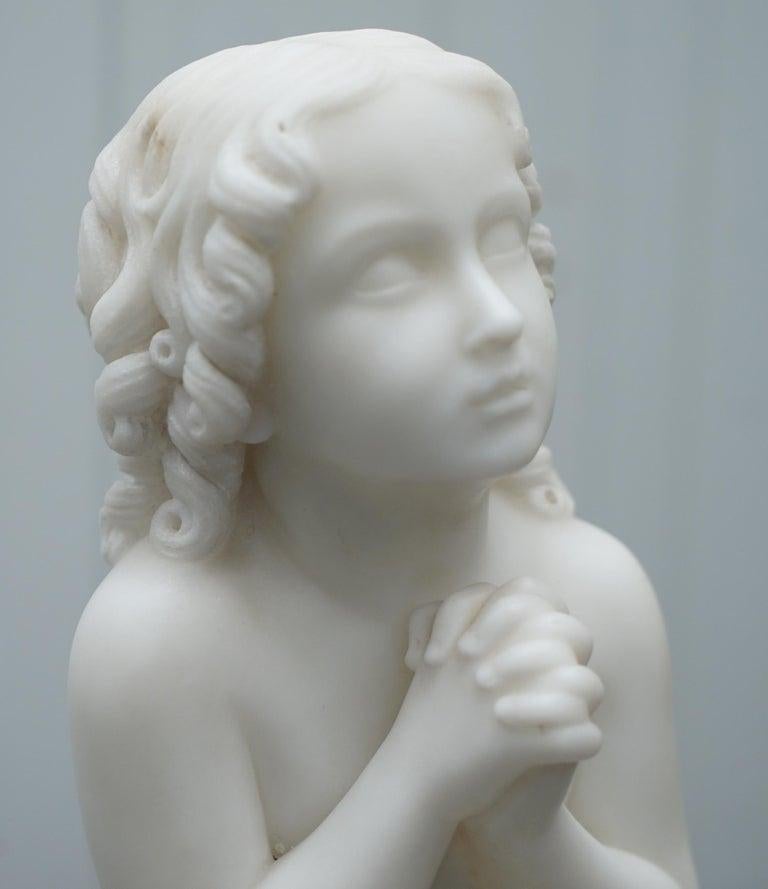 Marble Statue After Luigi Pampaloni, Praying Kneeling Little Samuel For Sale 7