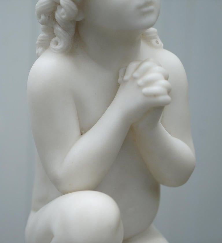 Marble Statue After Luigi Pampaloni, Praying Kneeling Little Samuel For Sale 8