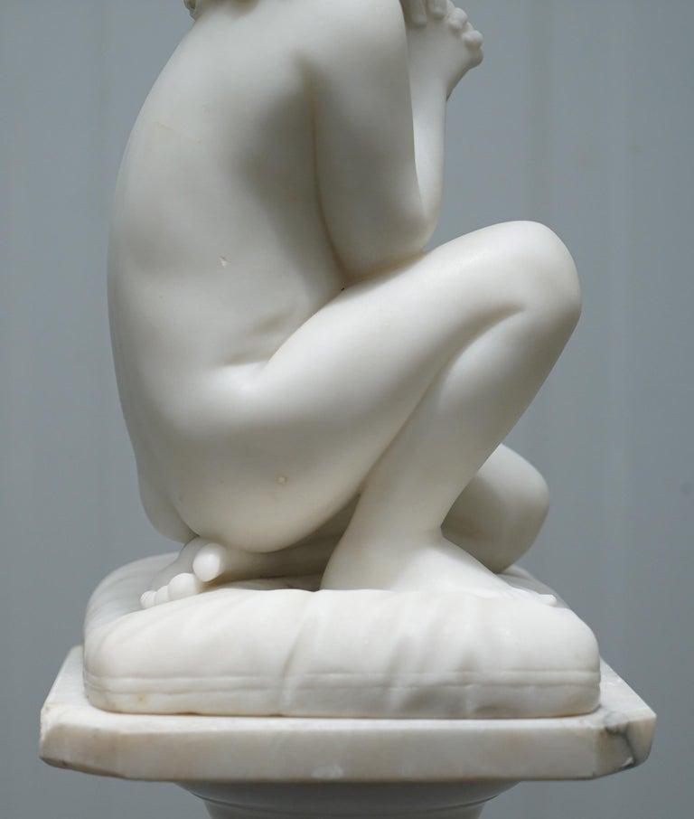Alabaster Marble Statue After Luigi Pampaloni, Praying Kneeling Little Samuel For Sale