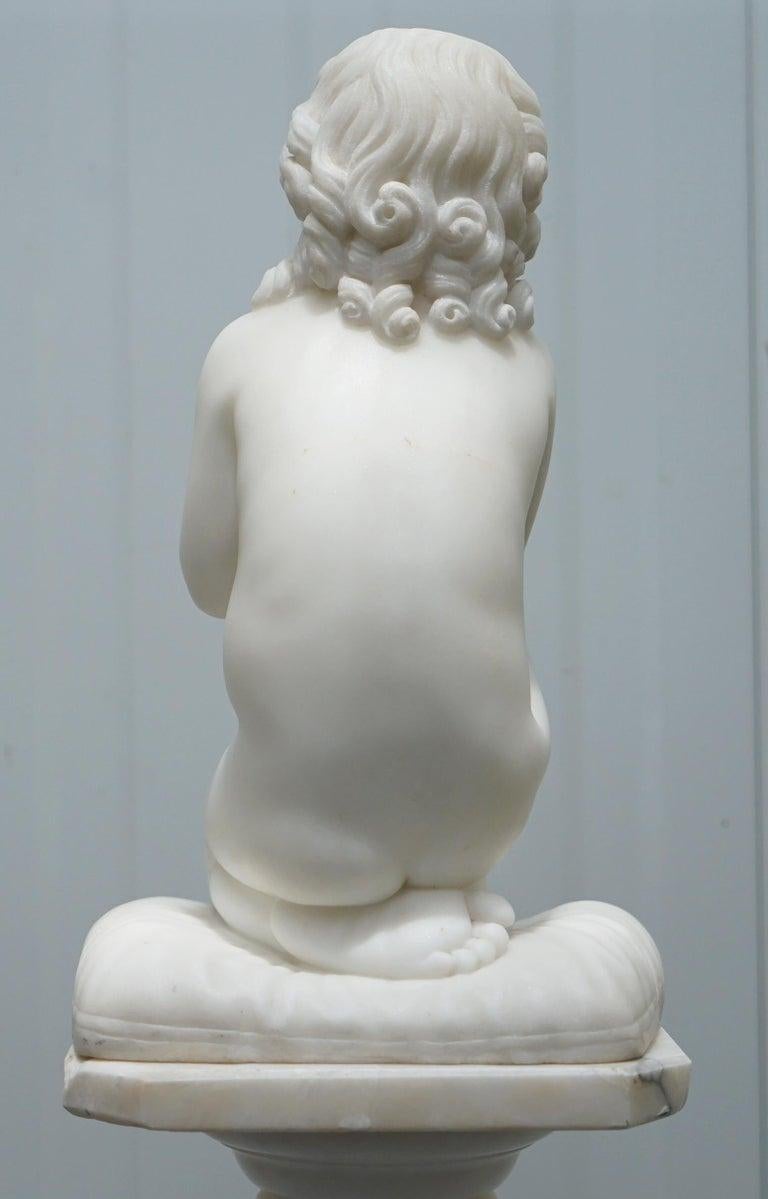 Marble Statue After Luigi Pampaloni, Praying Kneeling Little Samuel For Sale 1