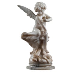 Marble Statue "Angel with Butterfly or Cupid" XIXth Century