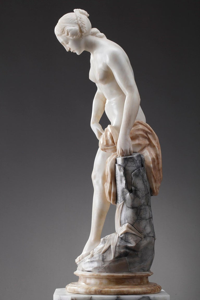 Marble Statue Bather or Nymph Going in the Bath after at
