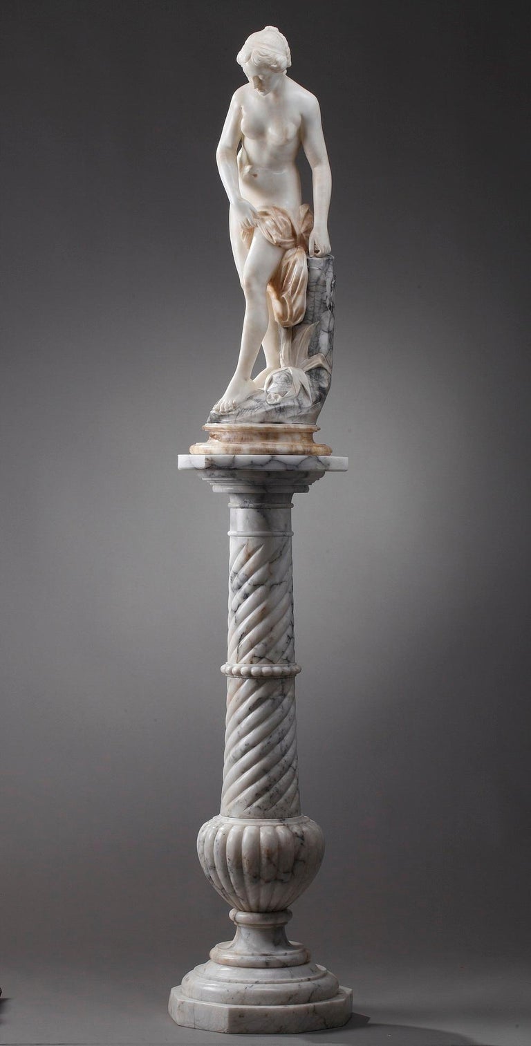 Marble Statue Bather or Nymph Going in the Bath after at