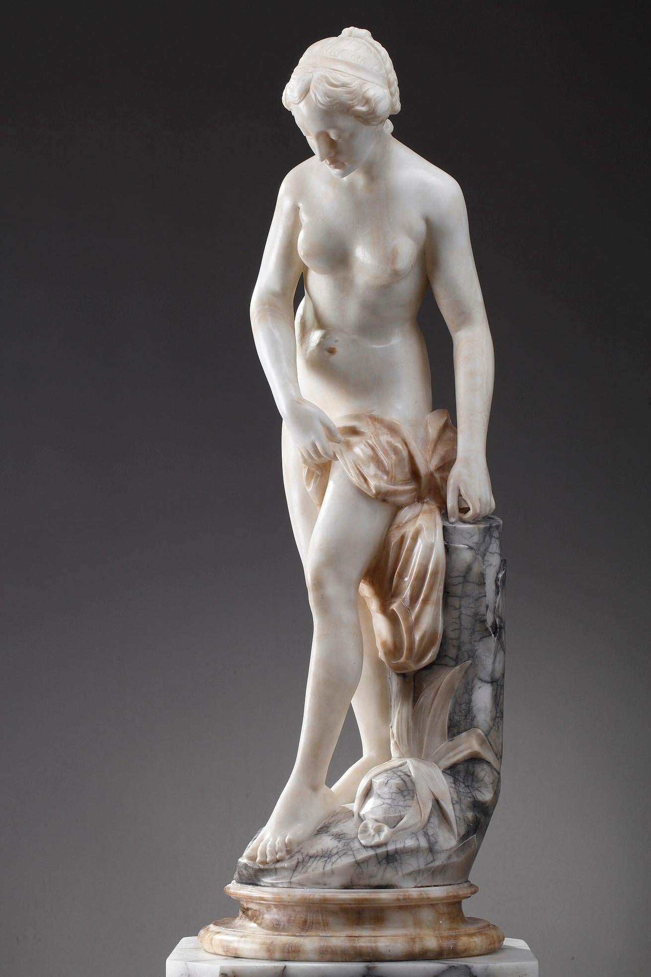 French Marble Statue Bather or Nymph Going in the Bath after Falconet