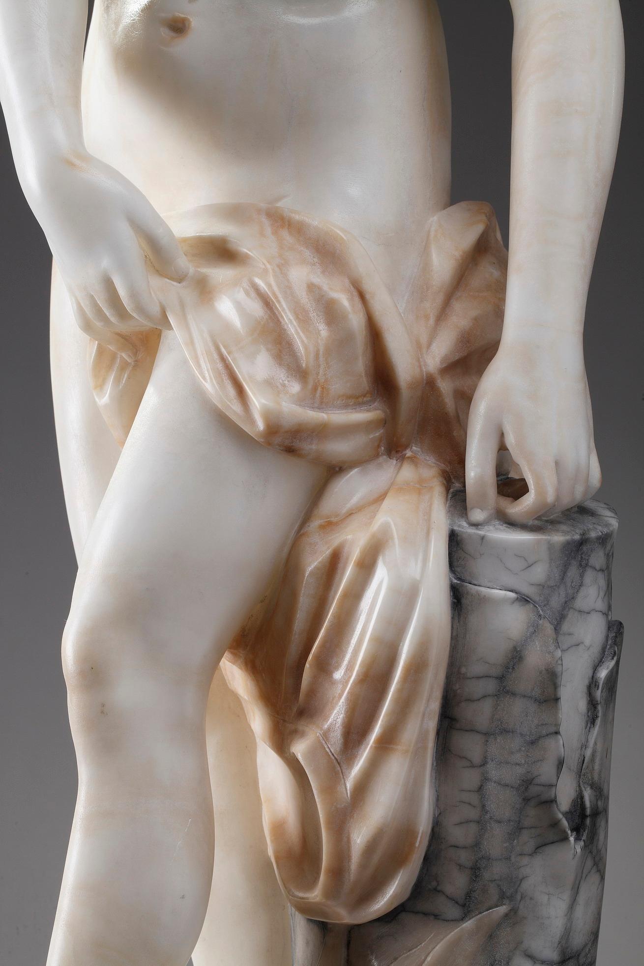 19th Century Marble Statue Bather or Nymph Going in the Bath after Falconet