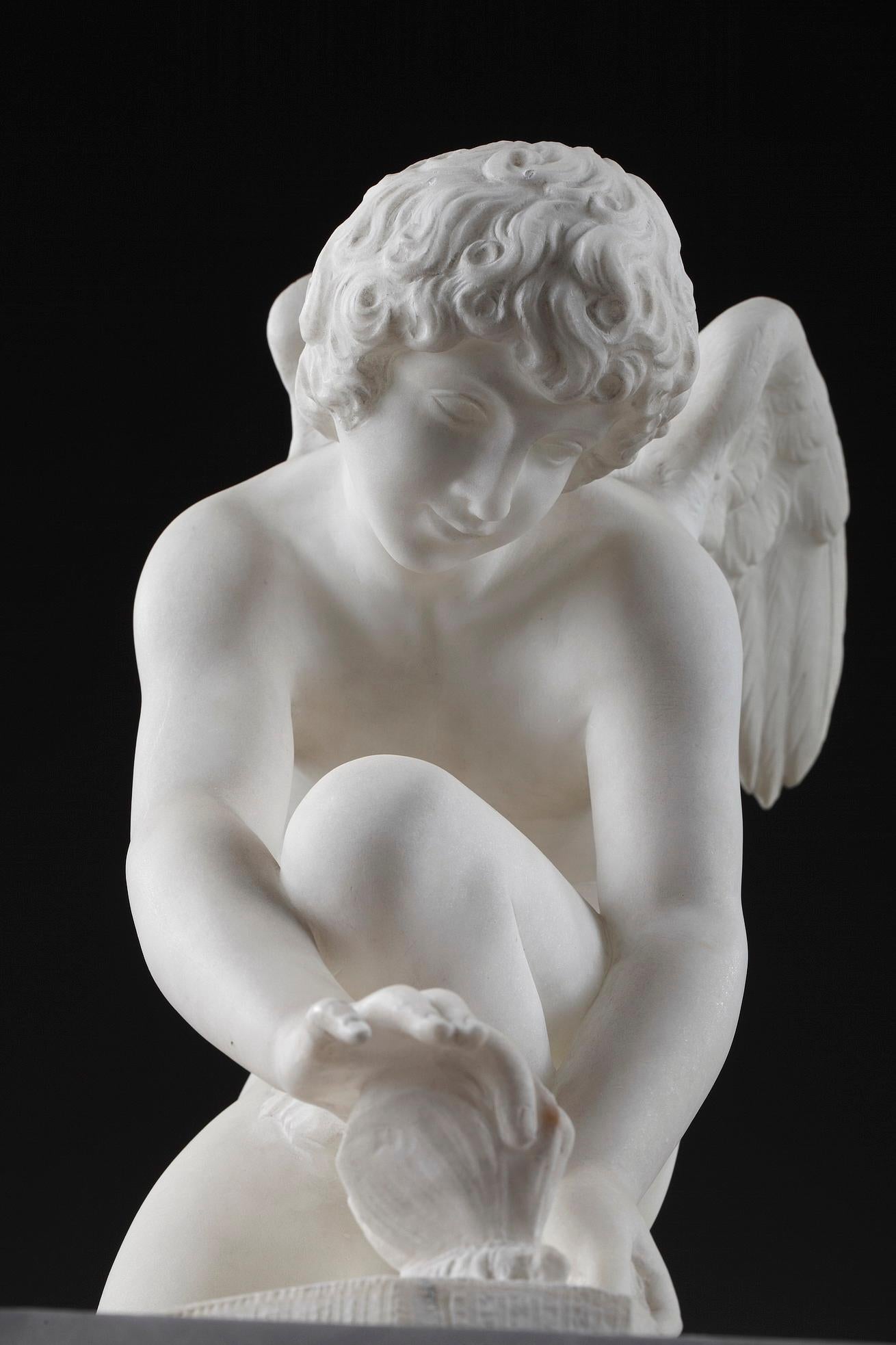 Marble Statue Cupid Playing with a Butterfly 10