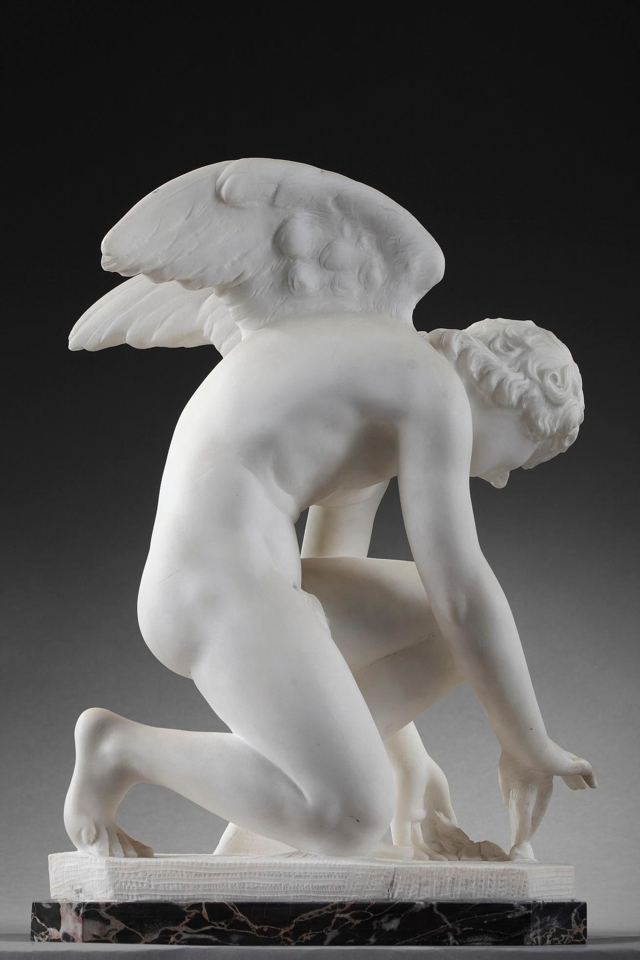 Marble Statue Cupid Playing with a Butterfly 1