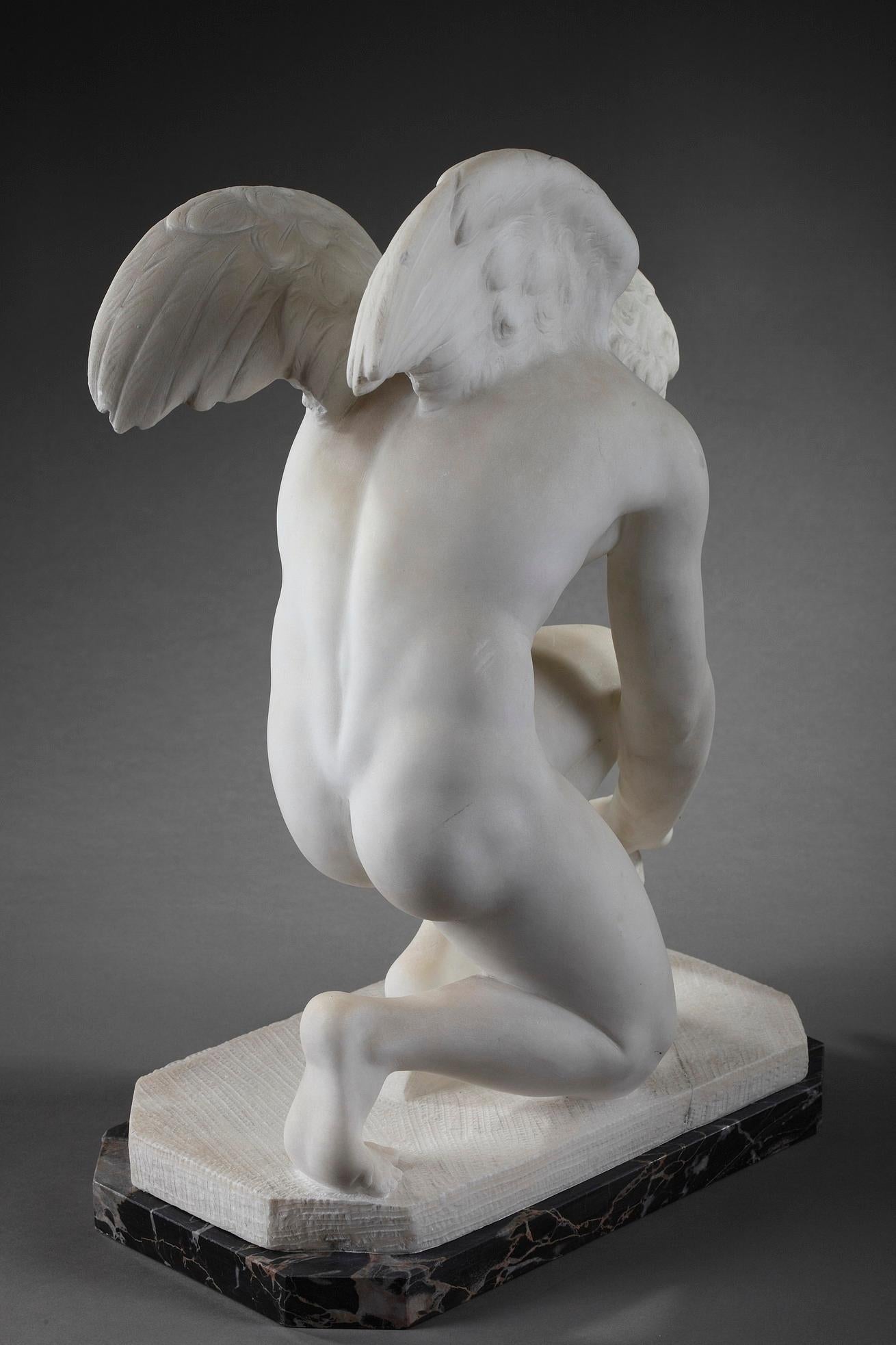 Marble Statue Cupid Playing with a Butterfly 3