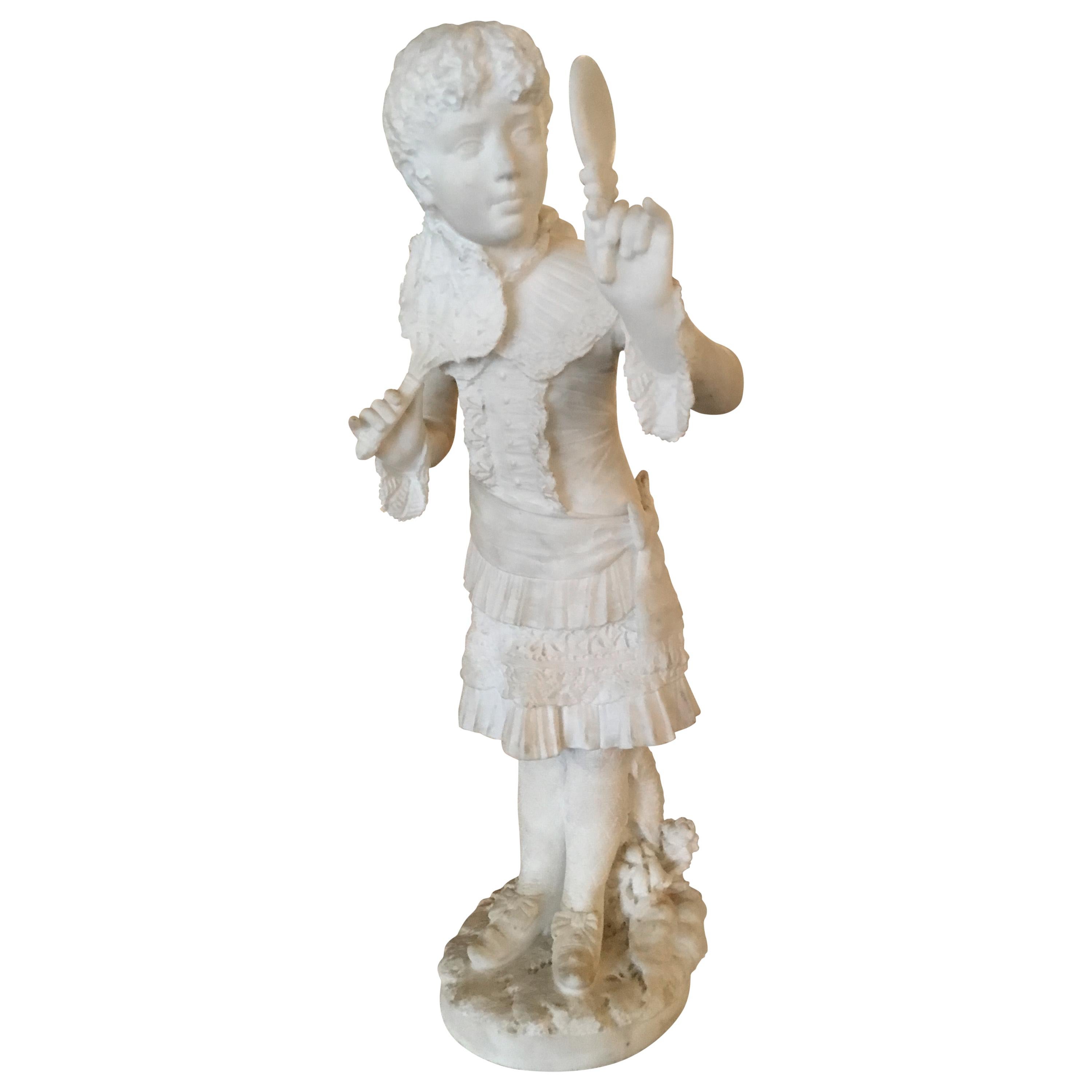 Marble Statue of a Young Girl, circa 1870, Italian
